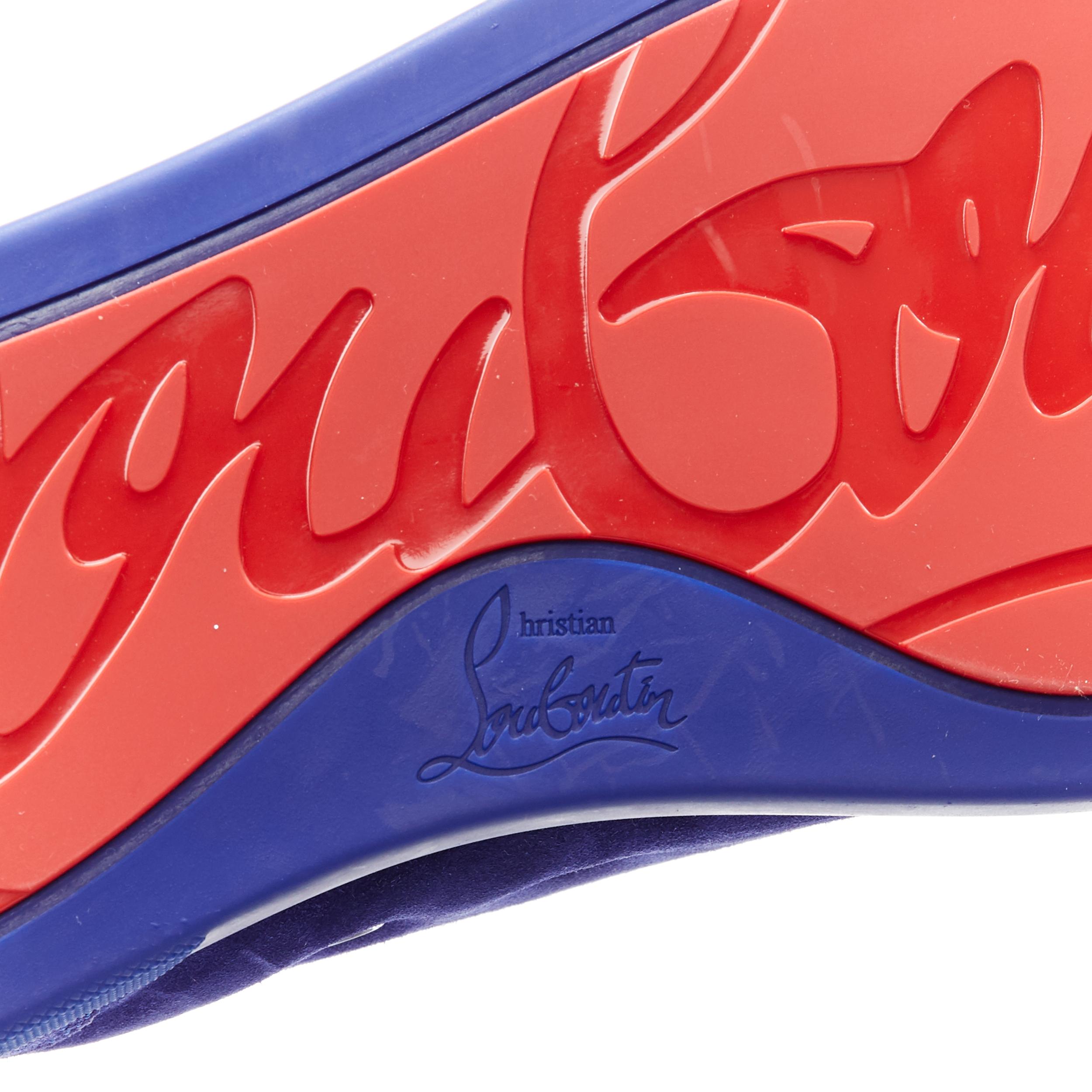 new CHRISTIAN LOUBOUTIN Lou Spikes Orla cobalt blue suede high top sneakers EU45 7