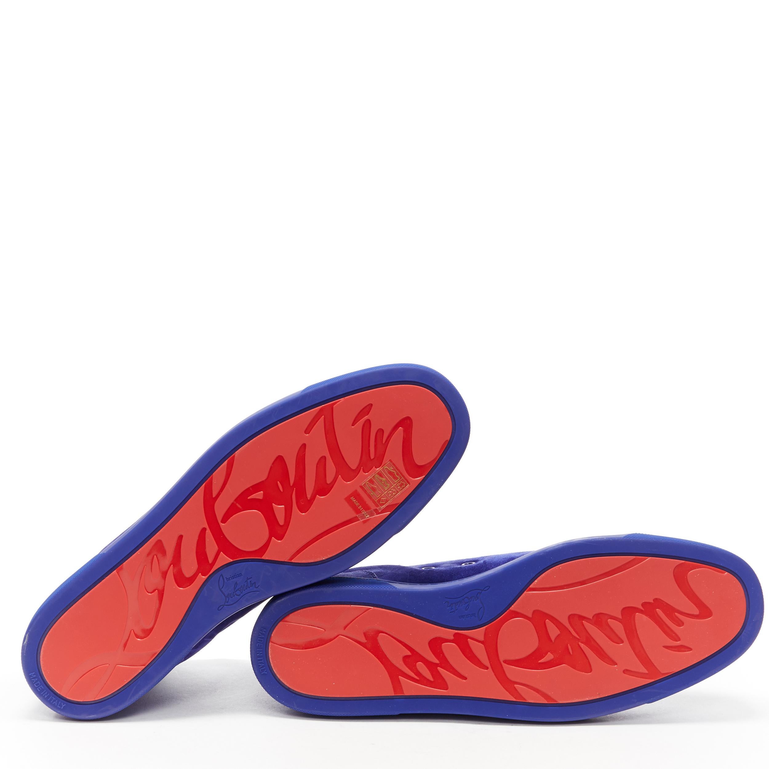 new CHRISTIAN LOUBOUTIN Lou Spikes Orla cobalt blue suede high top sneakers EU45 1