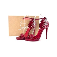 NEW Christian Louboutin Loubi Vega Red 120 Crystal Embellished Sandals 39