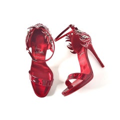 NEW Christian Louboutin Loubi Vega Red Crystal Embellished Strappy Sandals 38