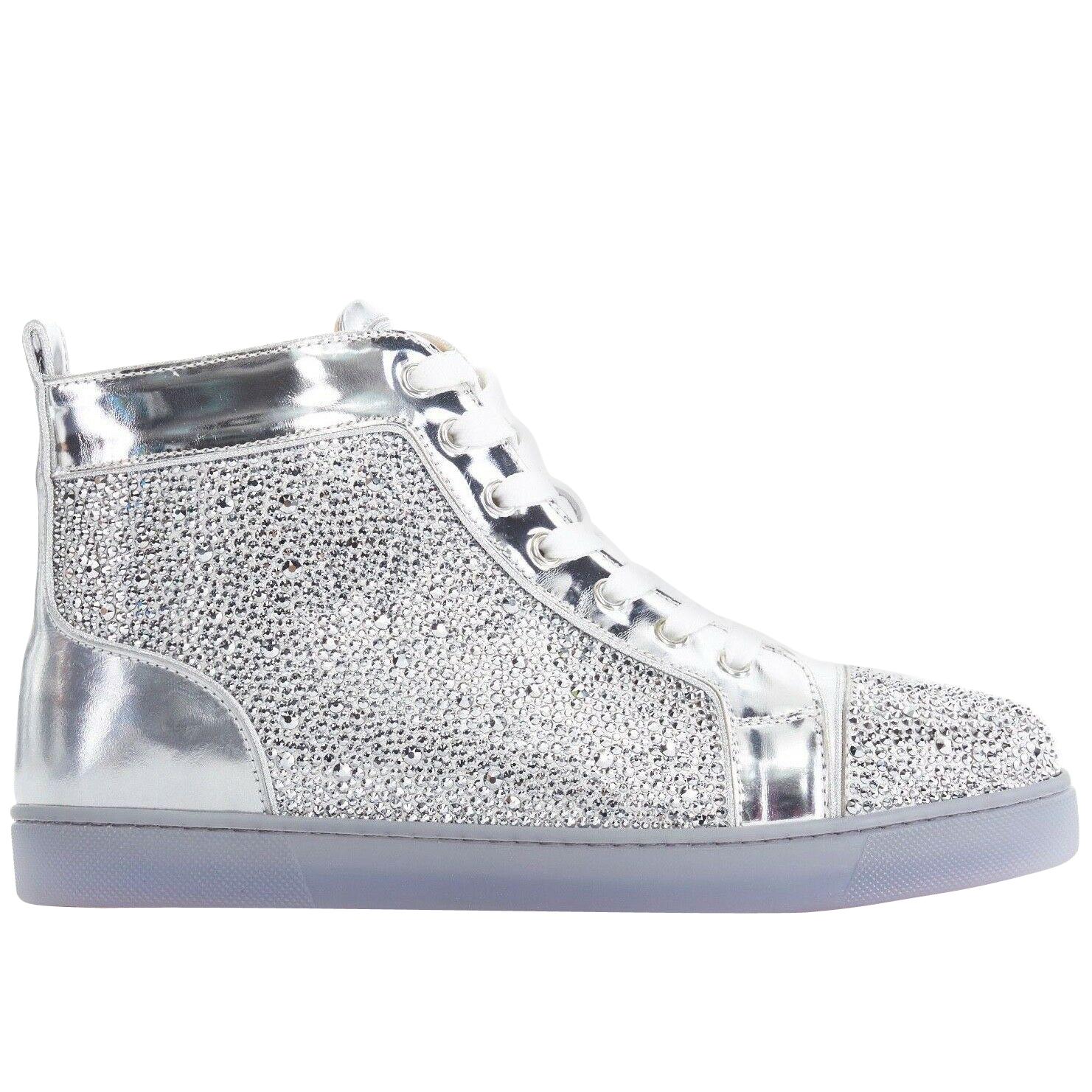 new LOUBOUTIN Louis Flat Strass crystal mirror sneaker EU39.5 at 1stDibs | silver christian sneakers, louboutin silver sneakers, christian louboutin sneakers silver