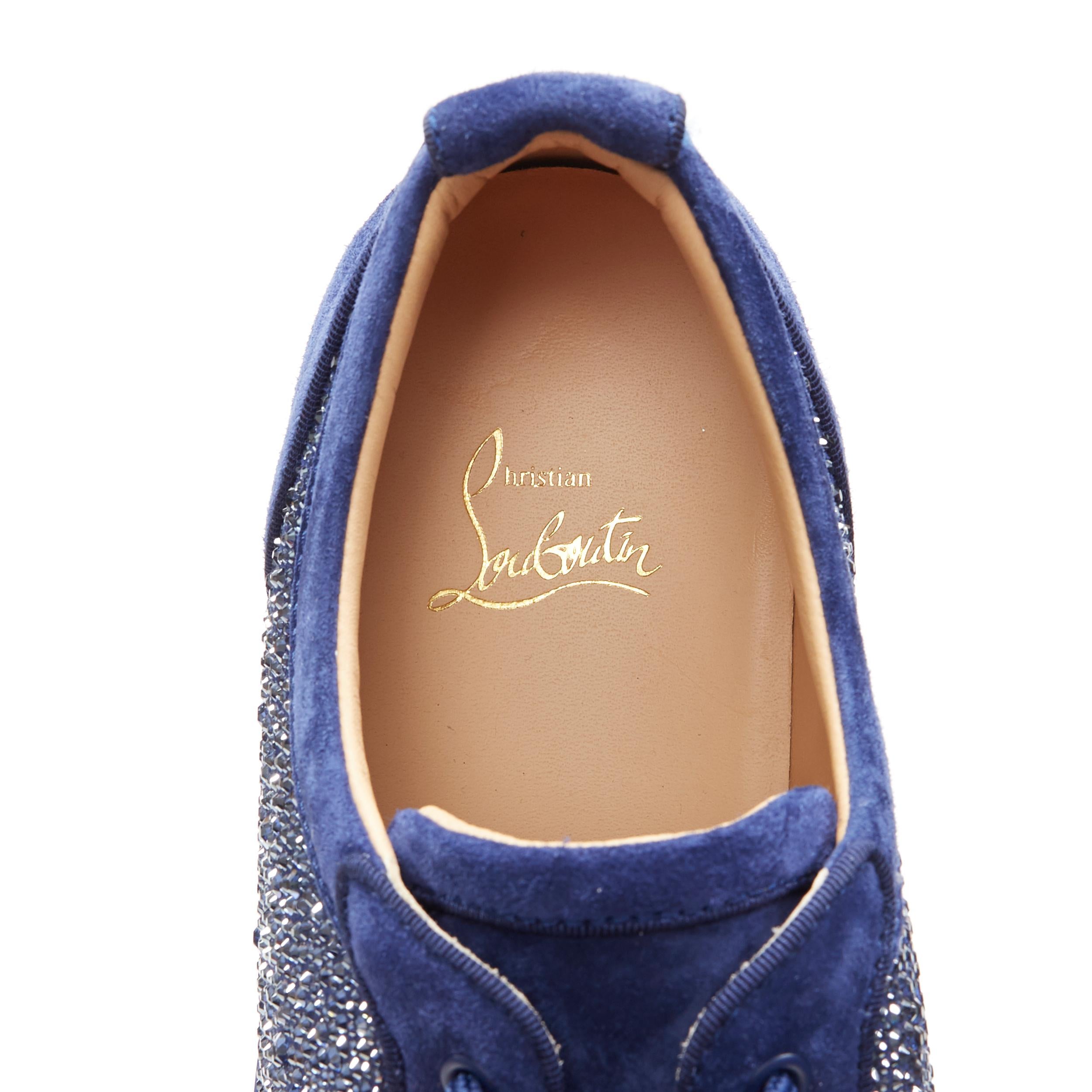 new CHRISTIAN LOUBOUTIN Louis Junior blue strass crystal low top sneaker EU43 2