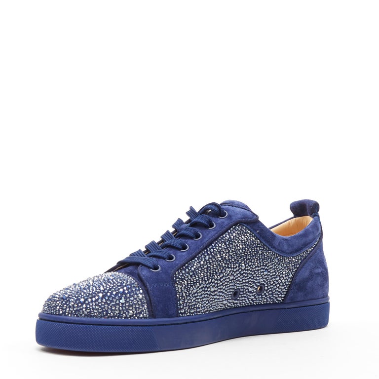 new CHRISTIAN LOUBOUTIN Louis Junior blue strass crystal low top ...
