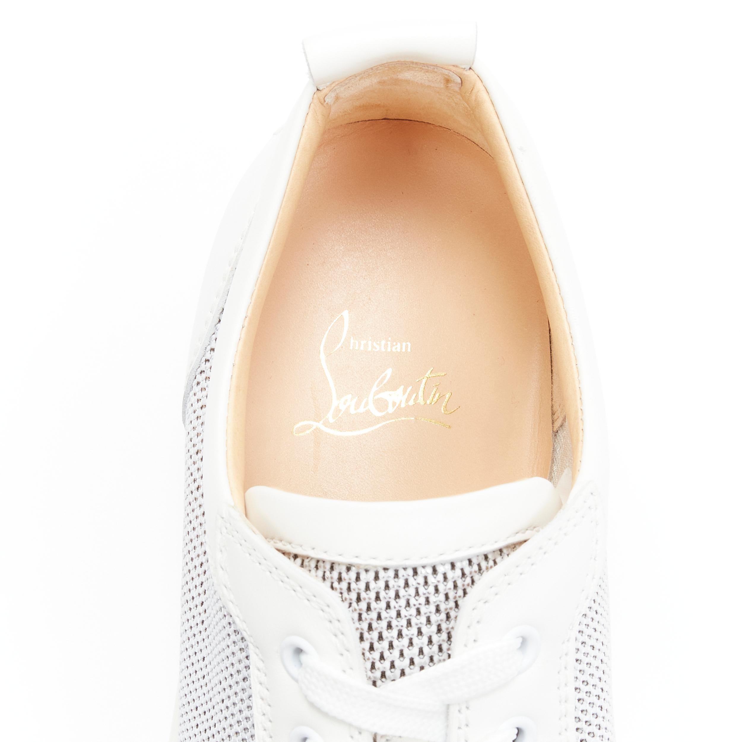 new CHRISTIAN LOUBOUTIN Louis Junior Spikes white silver low top sneakers EU40.5 3