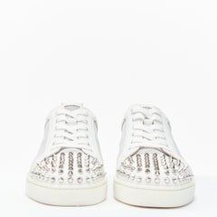 new CHRISTIAN LOUBOUTIN Louis Junior Spikes white silver low top sneakers EU40.5