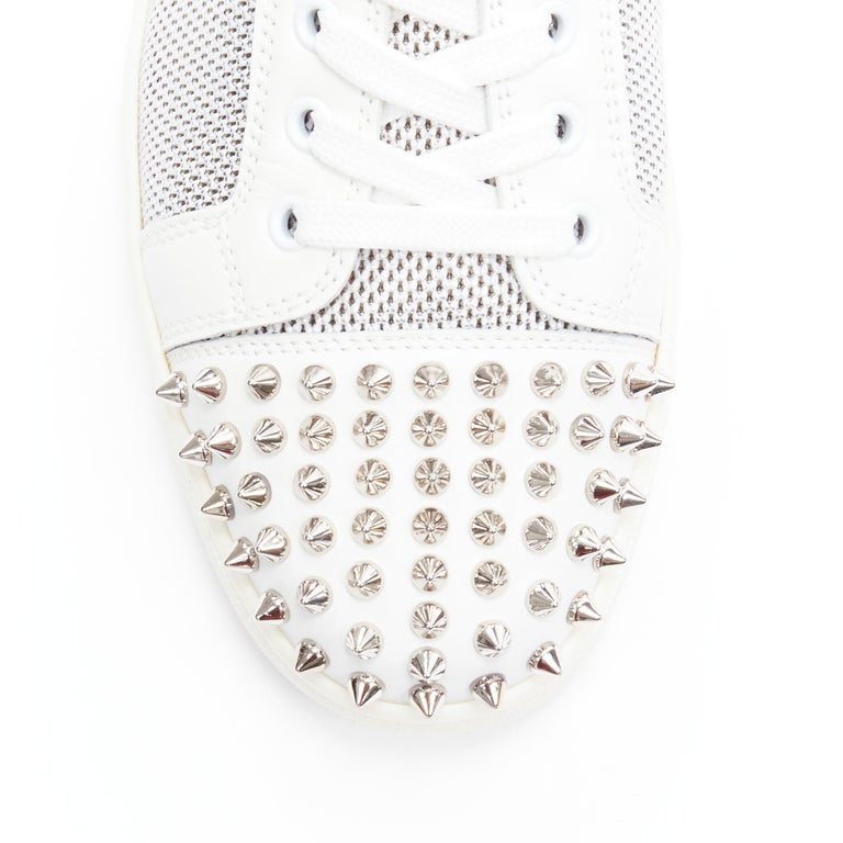 new CHRISTIAN LOUBOUTIN Louis Junior Spikes white silver low top sneakers  EU40.5 at 1stDibs