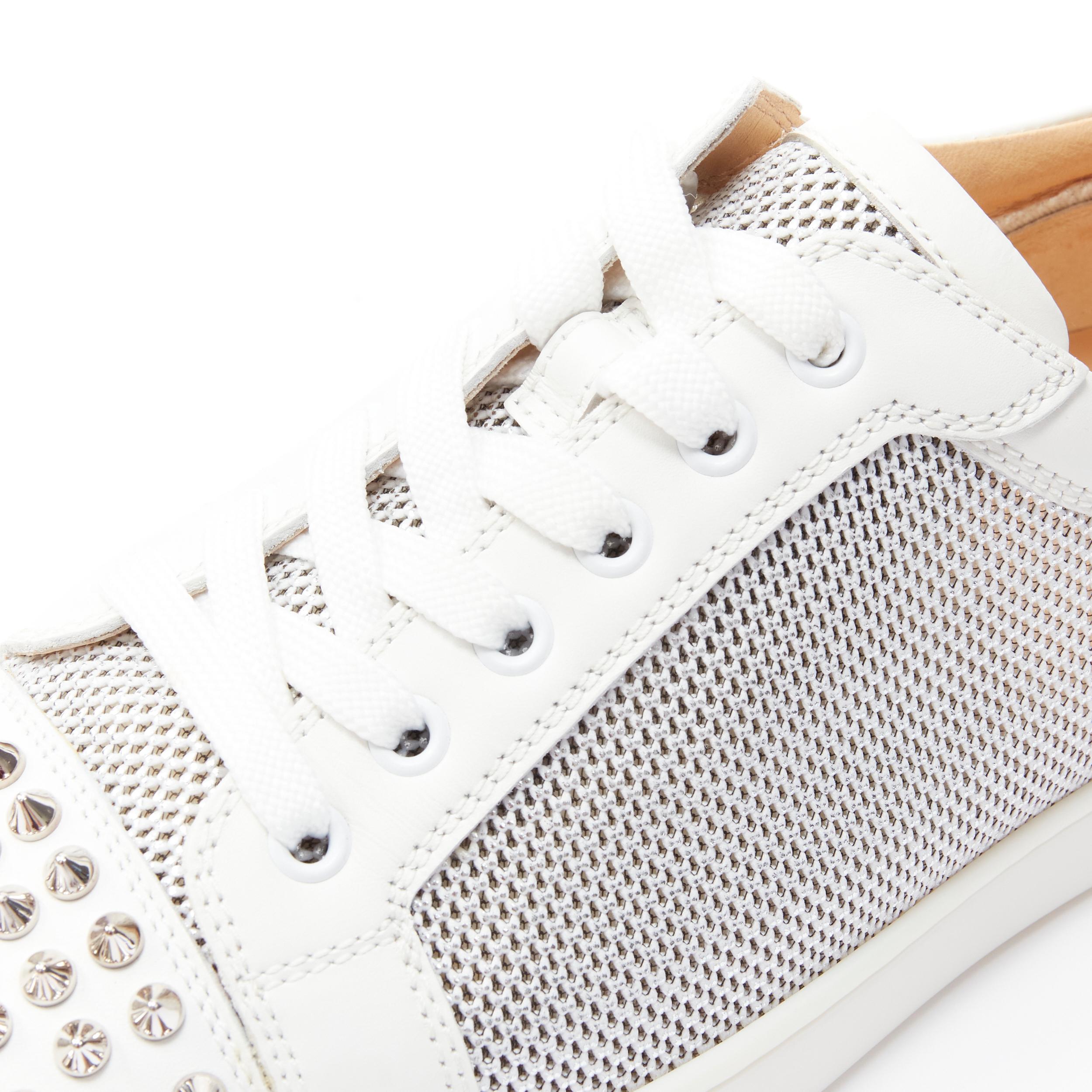 new CHRISTIAN LOUBOUTIN Louis Junior Spikes white silver low top sneakers EU40.5 1