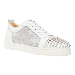 new CHRISTIAN LOUBOUTIN Louis Junior Spikes white silver low top sneakers EU40.5