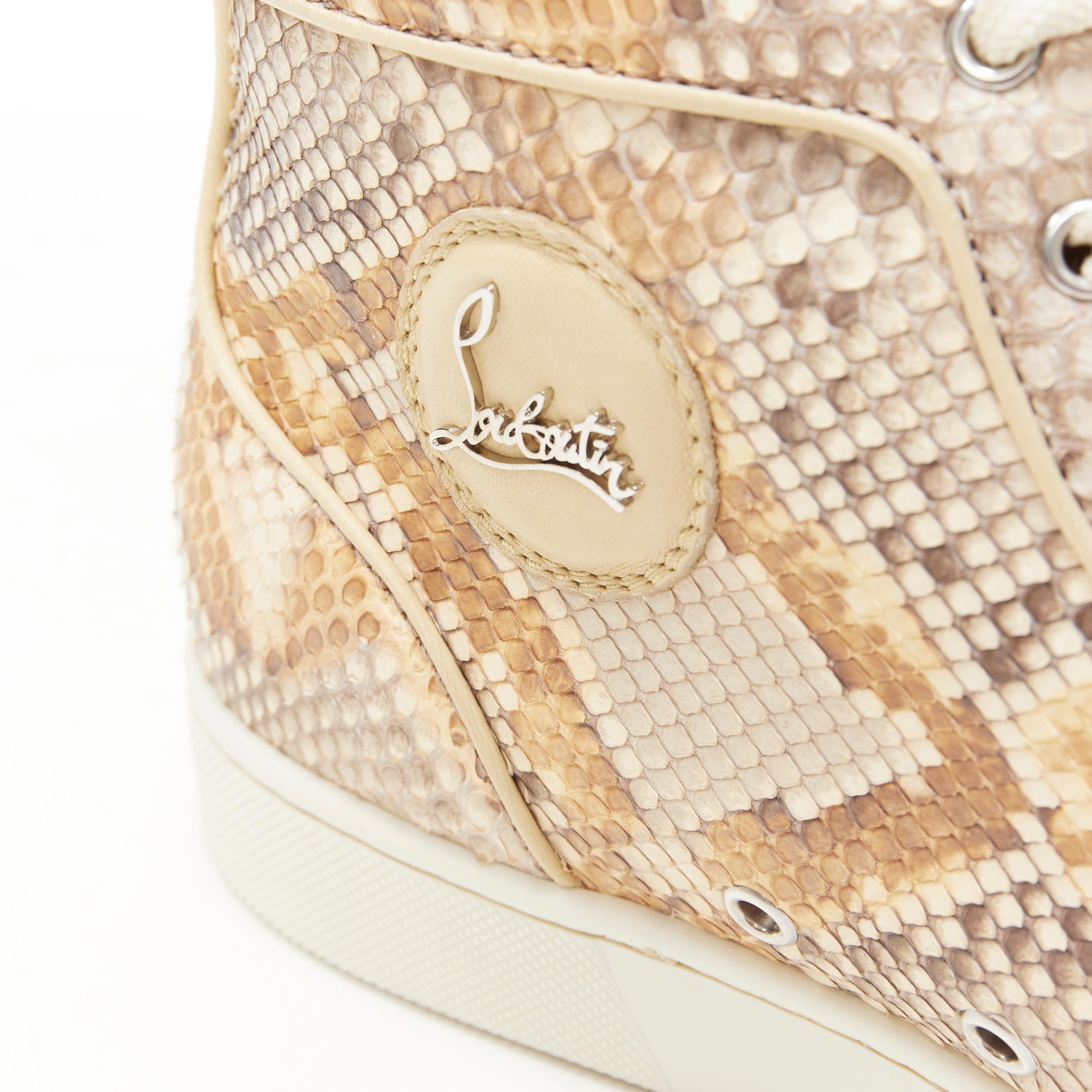 nuevo CHRISTIAN LOUBOUTIN Louis zapatilla alta de piel de serpiente beige natural EU41.5 5