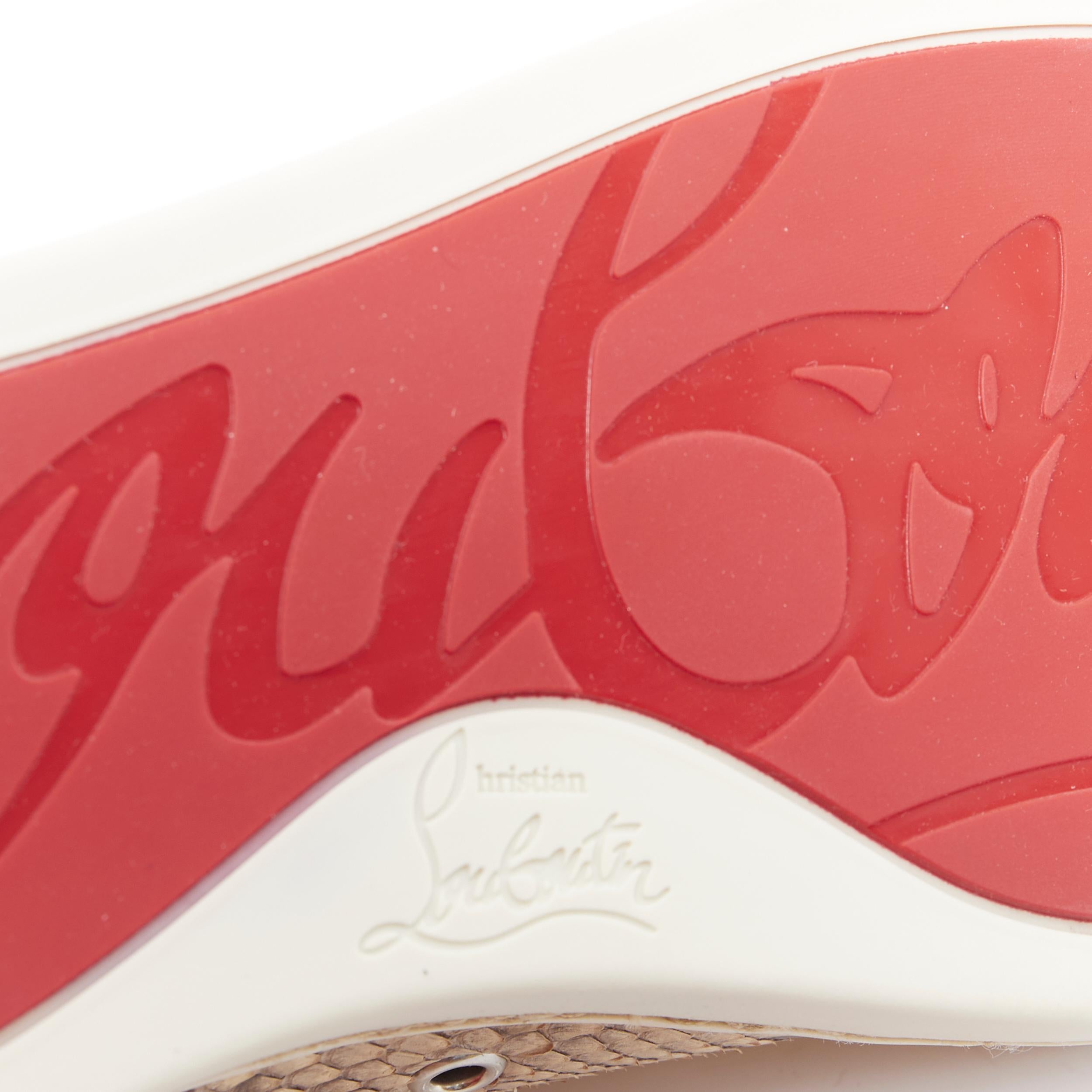 nuevo CHRISTIAN LOUBOUTIN Louis zapatilla alta de piel de serpiente beige natural EU41.5 6