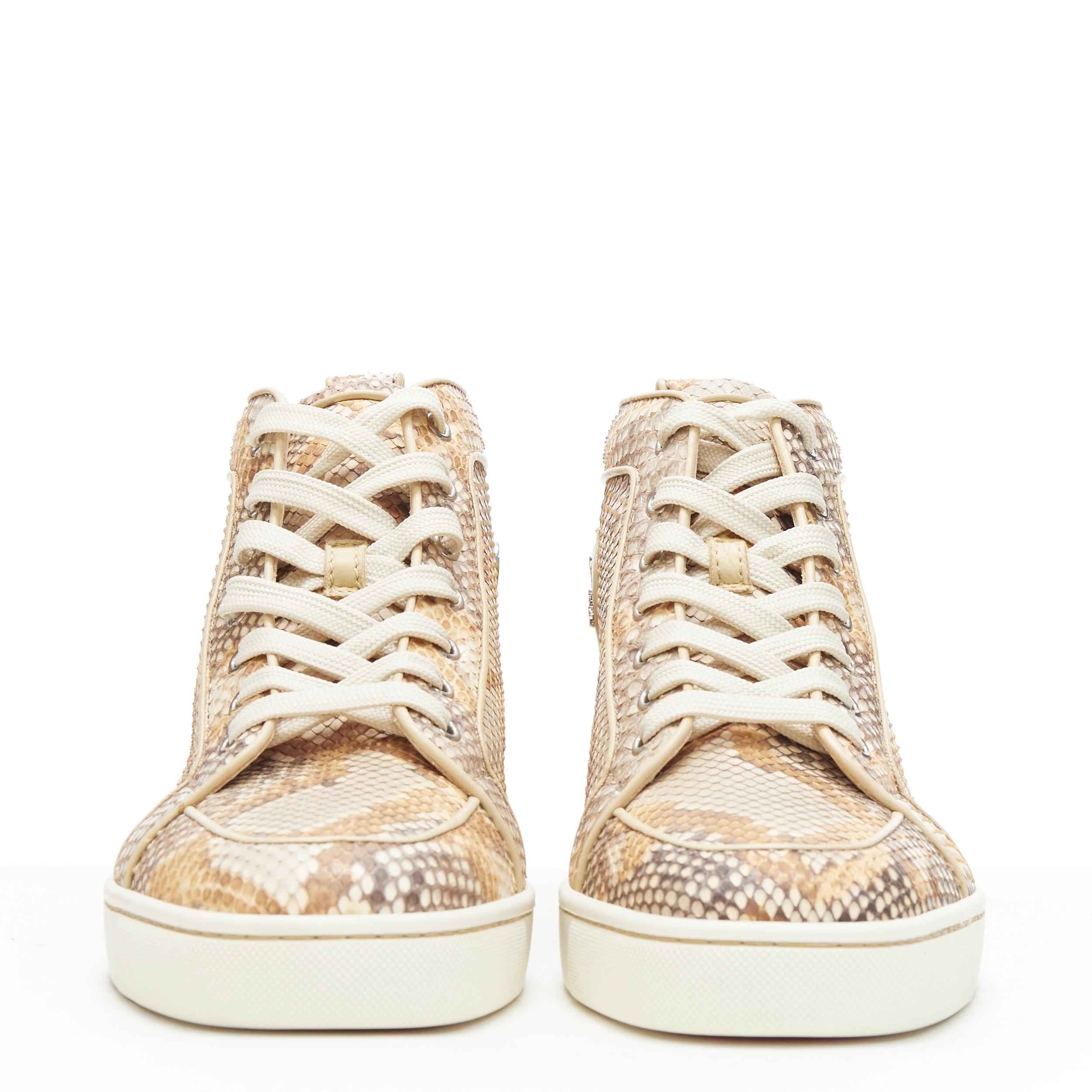 nuevo CHRISTIAN LOUBOUTIN Louis zapatilla alta de piel de serpiente beige natural EU41.5 Beige