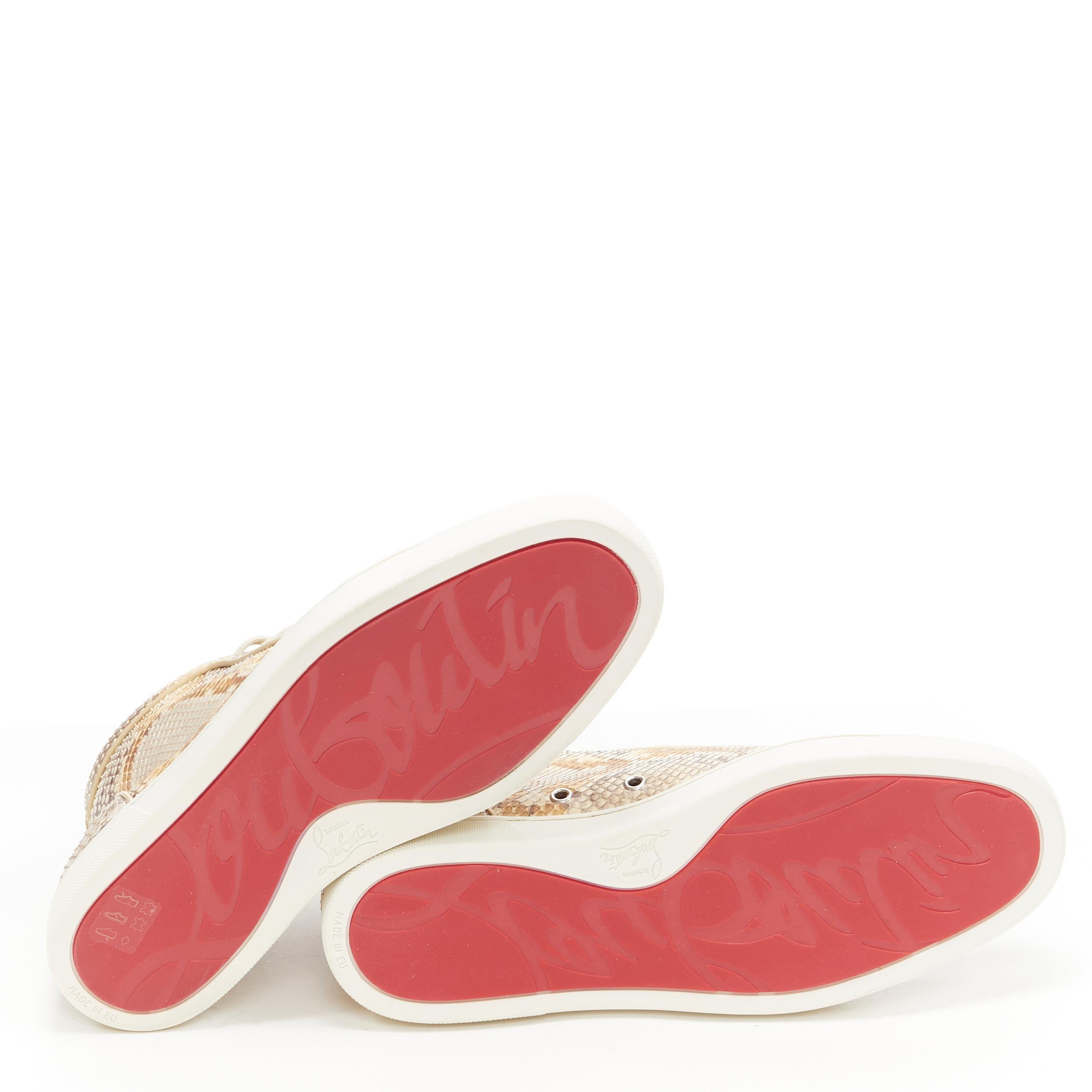 nuevo CHRISTIAN LOUBOUTIN Louis zapatilla alta de piel de serpiente beige natural EU41.5 1