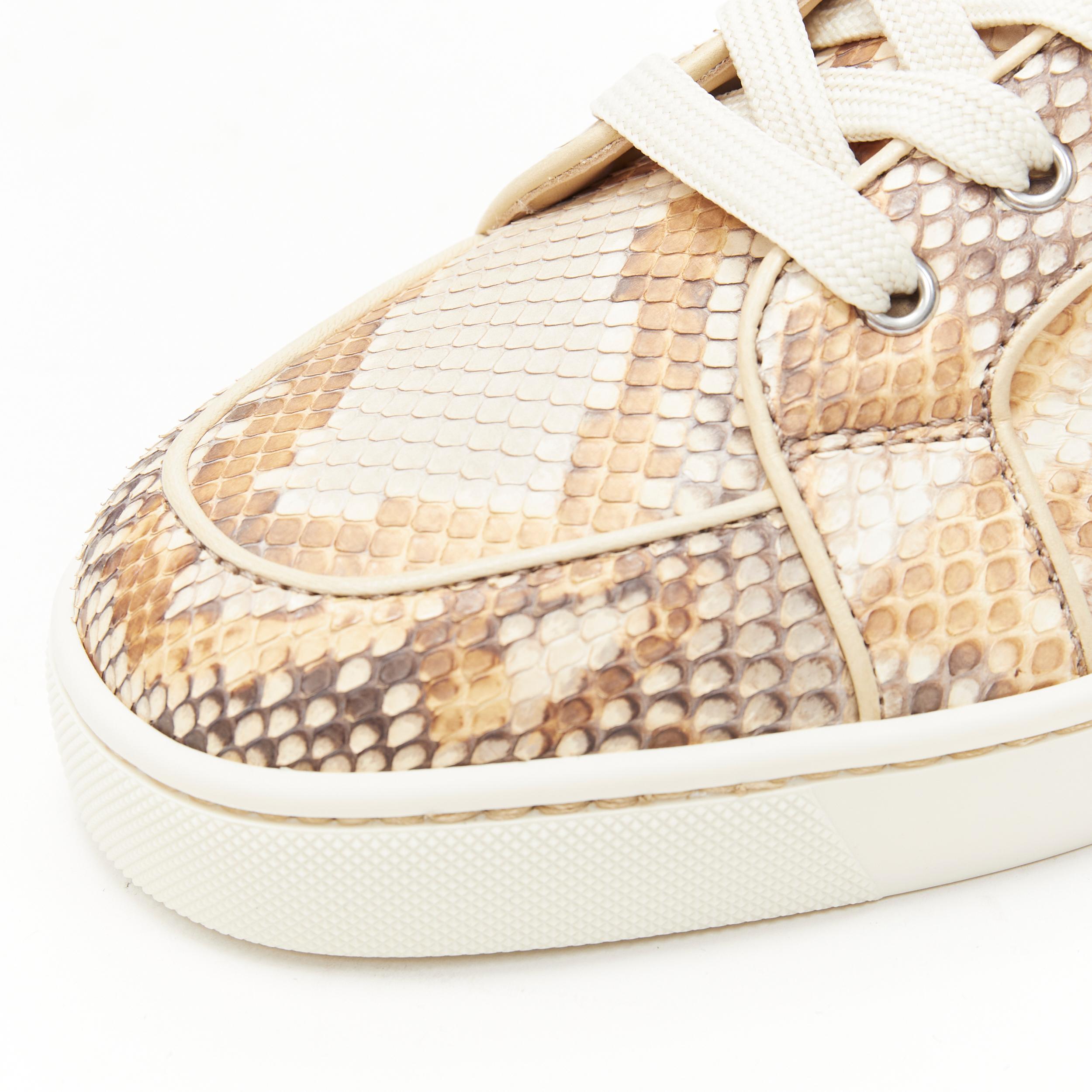 nuevo CHRISTIAN LOUBOUTIN Louis zapatilla alta de piel de serpiente beige natural EU41.5 2