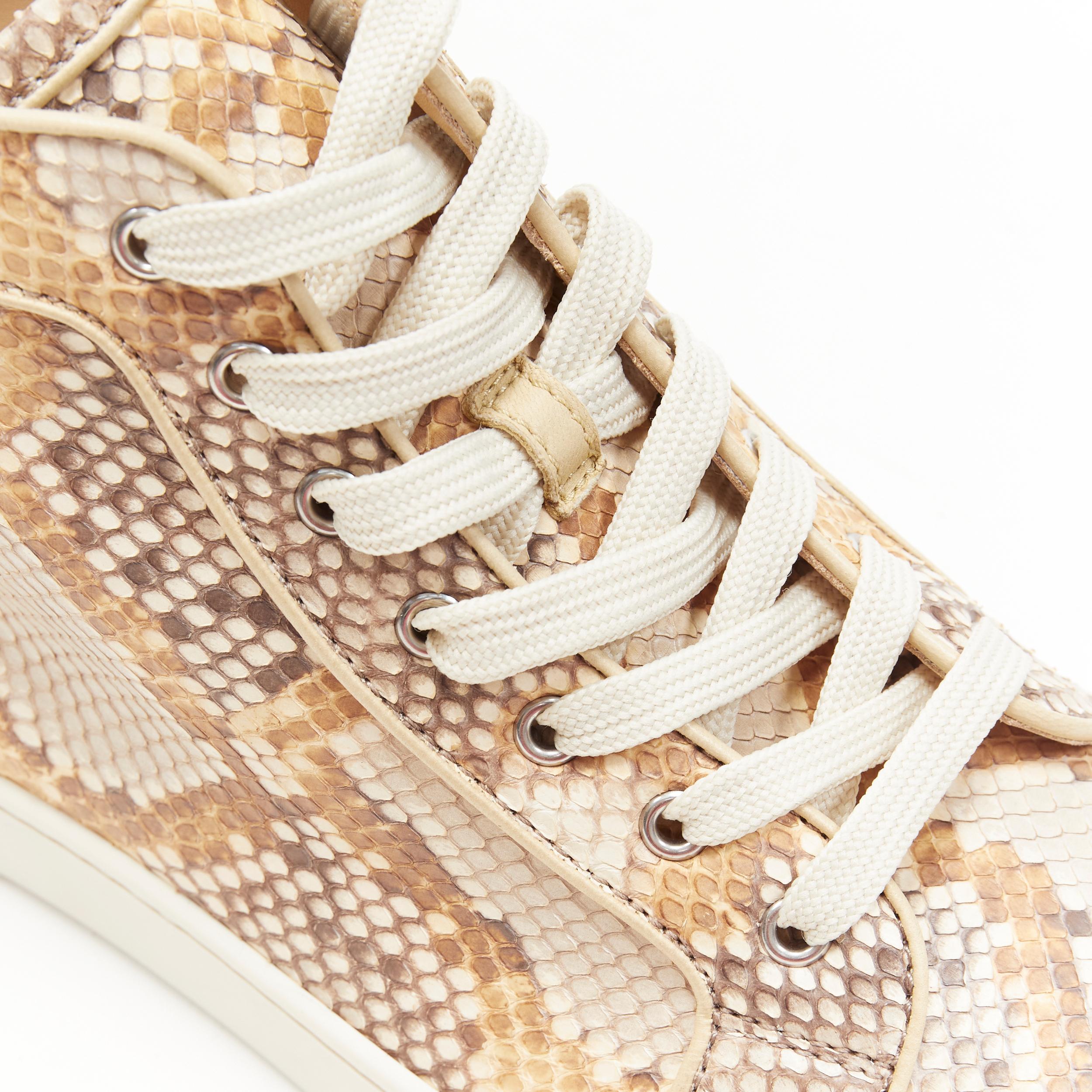 nuevo CHRISTIAN LOUBOUTIN Louis zapatilla alta de piel de serpiente beige natural EU41.5 3