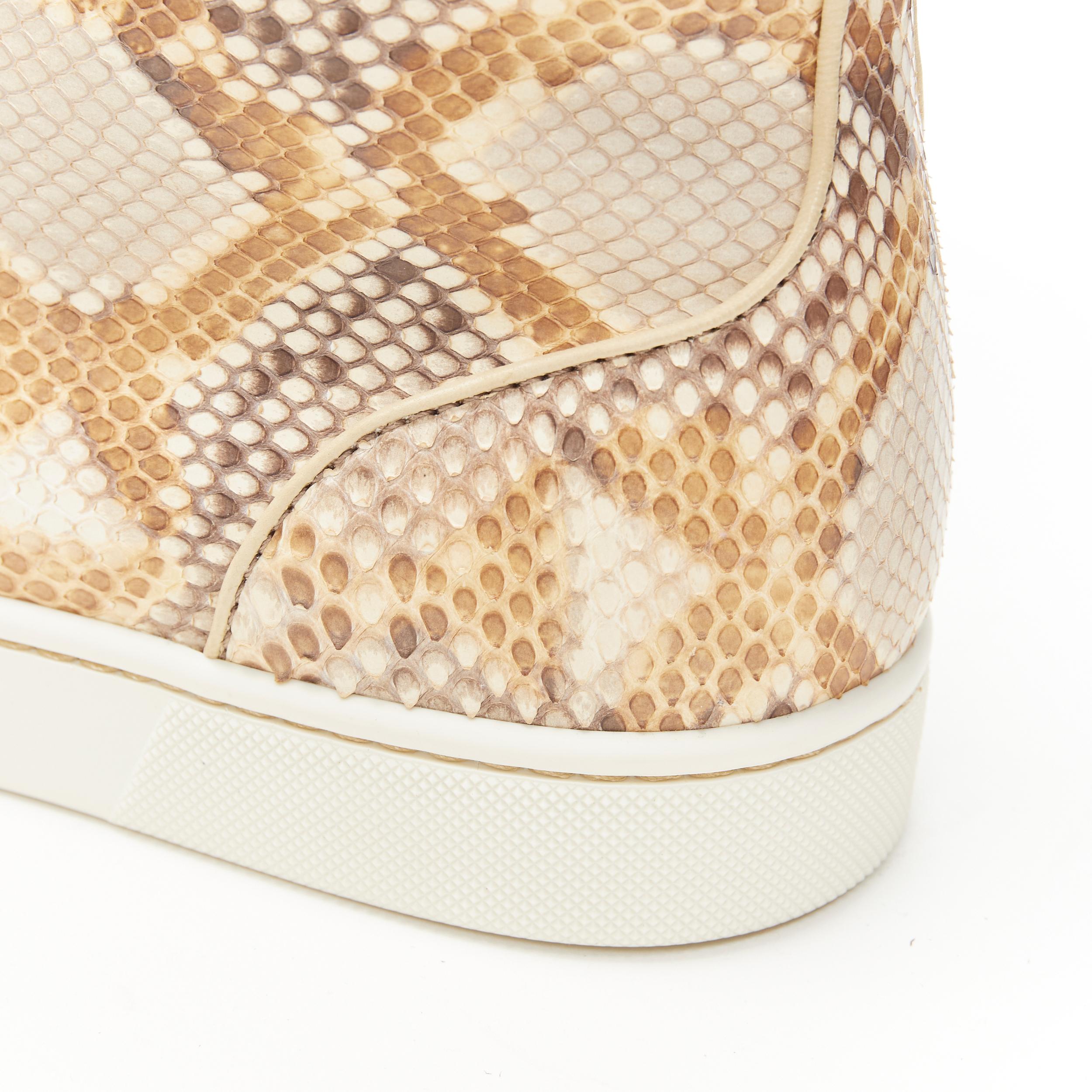 nuevo CHRISTIAN LOUBOUTIN Louis zapatilla alta de piel de serpiente beige natural EU41.5 4