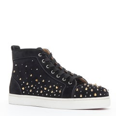 new CHRISTIAN LOUBOUTIN Louis Orlato black spike stud strass high top EU42