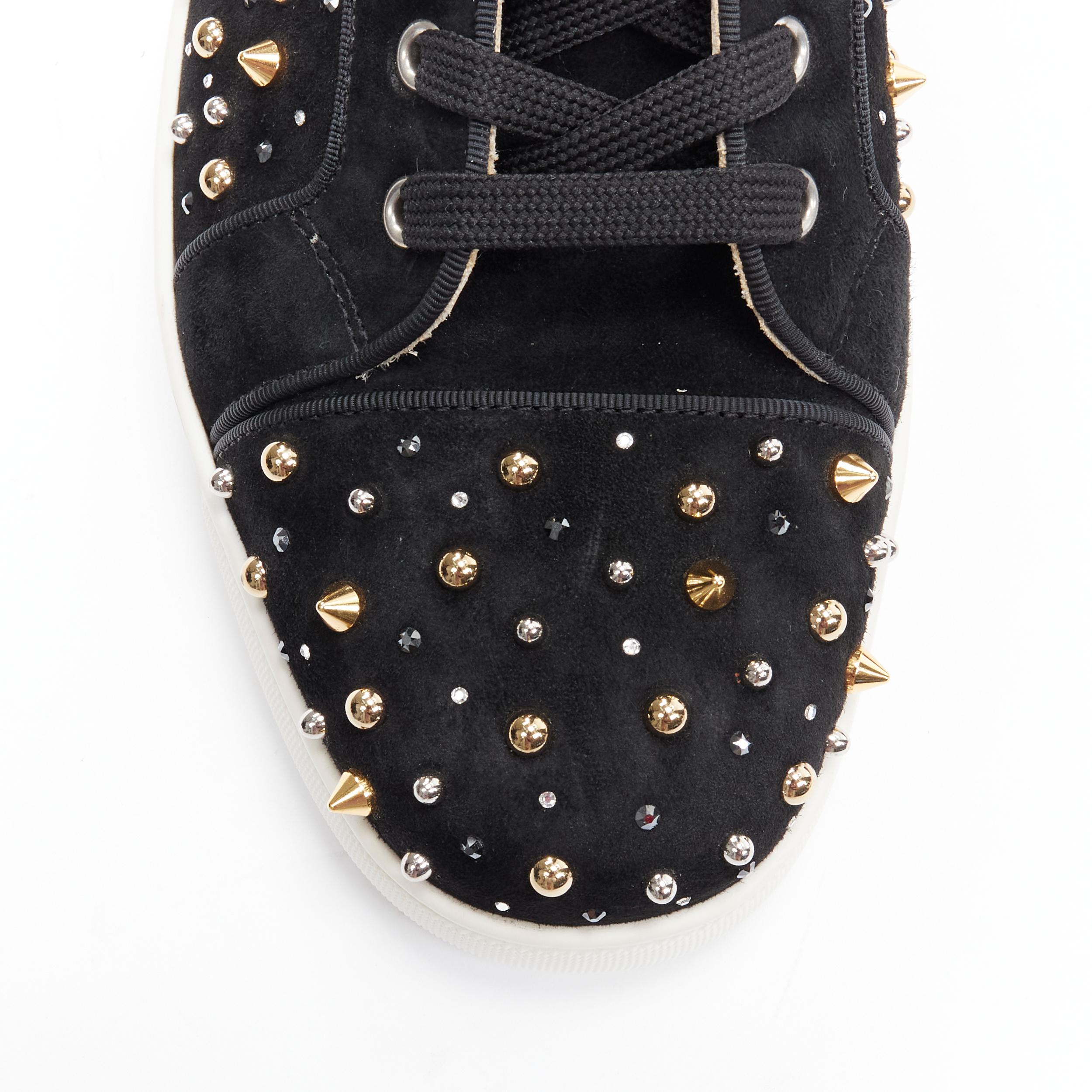Black new CHRISTIAN LOUBOUTIN Louis Orlato black spike stud strass high top EU42