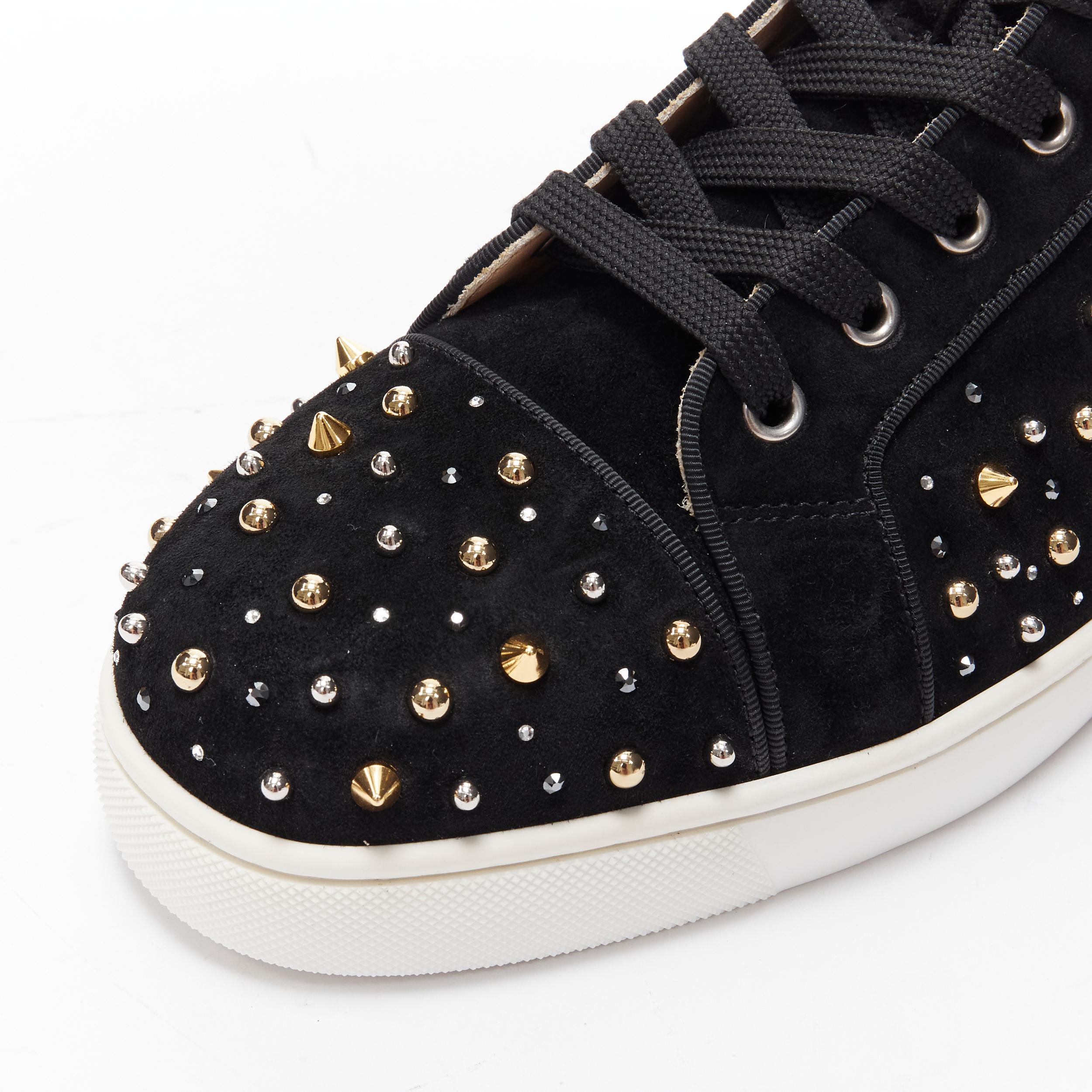 new CHRISTIAN LOUBOUTIN Louis Orlato black spike stud strass high top EU42 In Good Condition In Hong Kong, NT