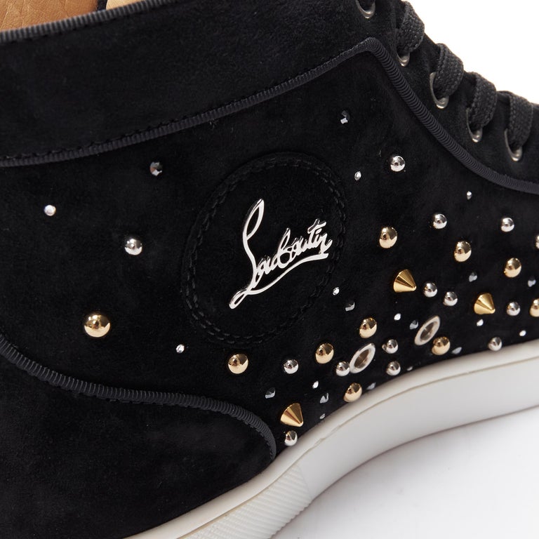 Red Louis Orlato high-top spike-stud suede trainers, Christian Louboutin