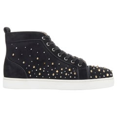 new CHRISTIAN LOUBOUTIN Louis Orlato black spike stud strass high top EU42