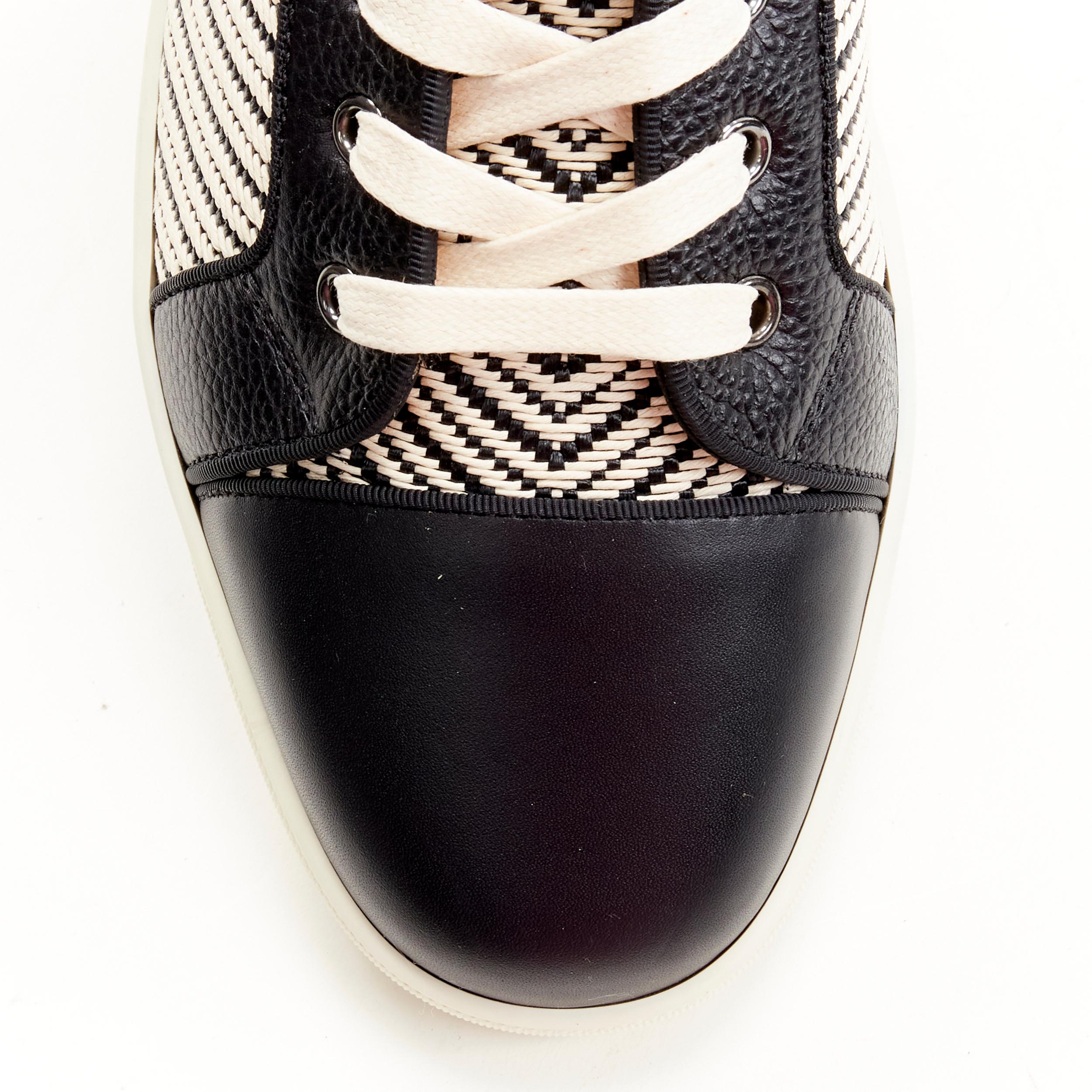 new CHRISTIAN LOUBOUTIN Louis Orlato black white chevron high top sneaker EU43 In New Condition For Sale In Hong Kong, NT