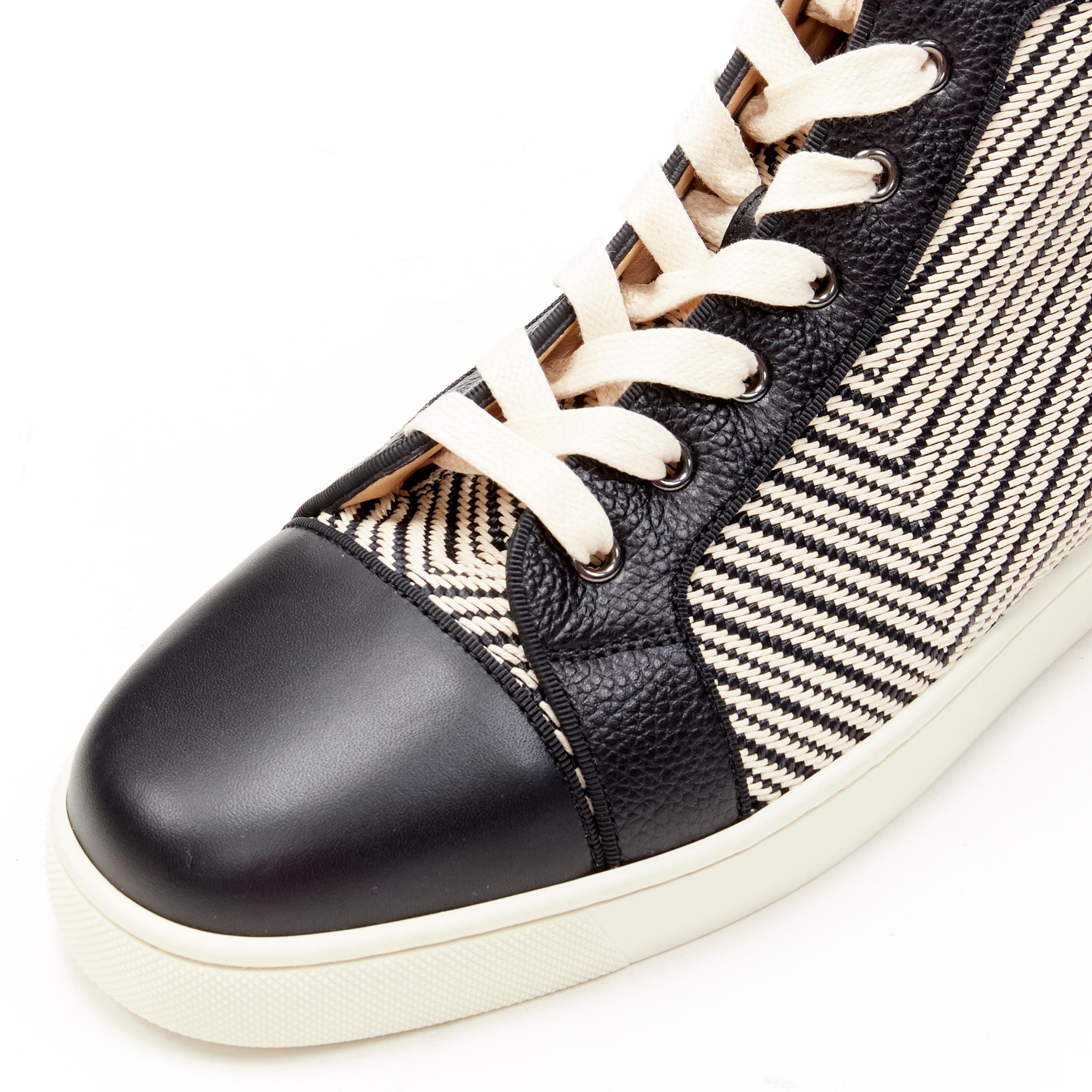 Men's new CHRISTIAN LOUBOUTIN Louis Orlato black white chevron high top sneaker EU43 For Sale