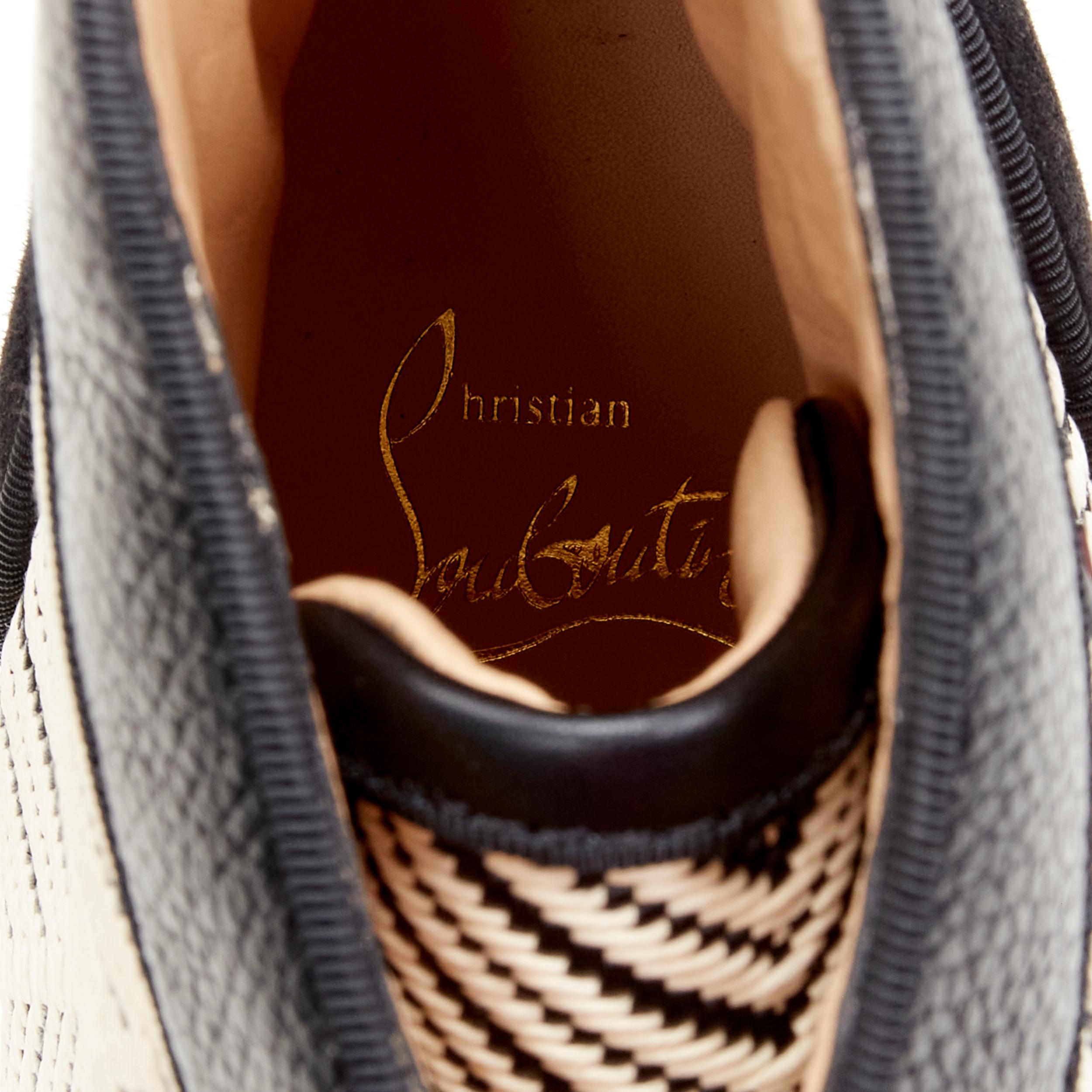 new CHRISTIAN LOUBOUTIN Louis Orlato black white chevron high top sneaker EU43 For Sale 2