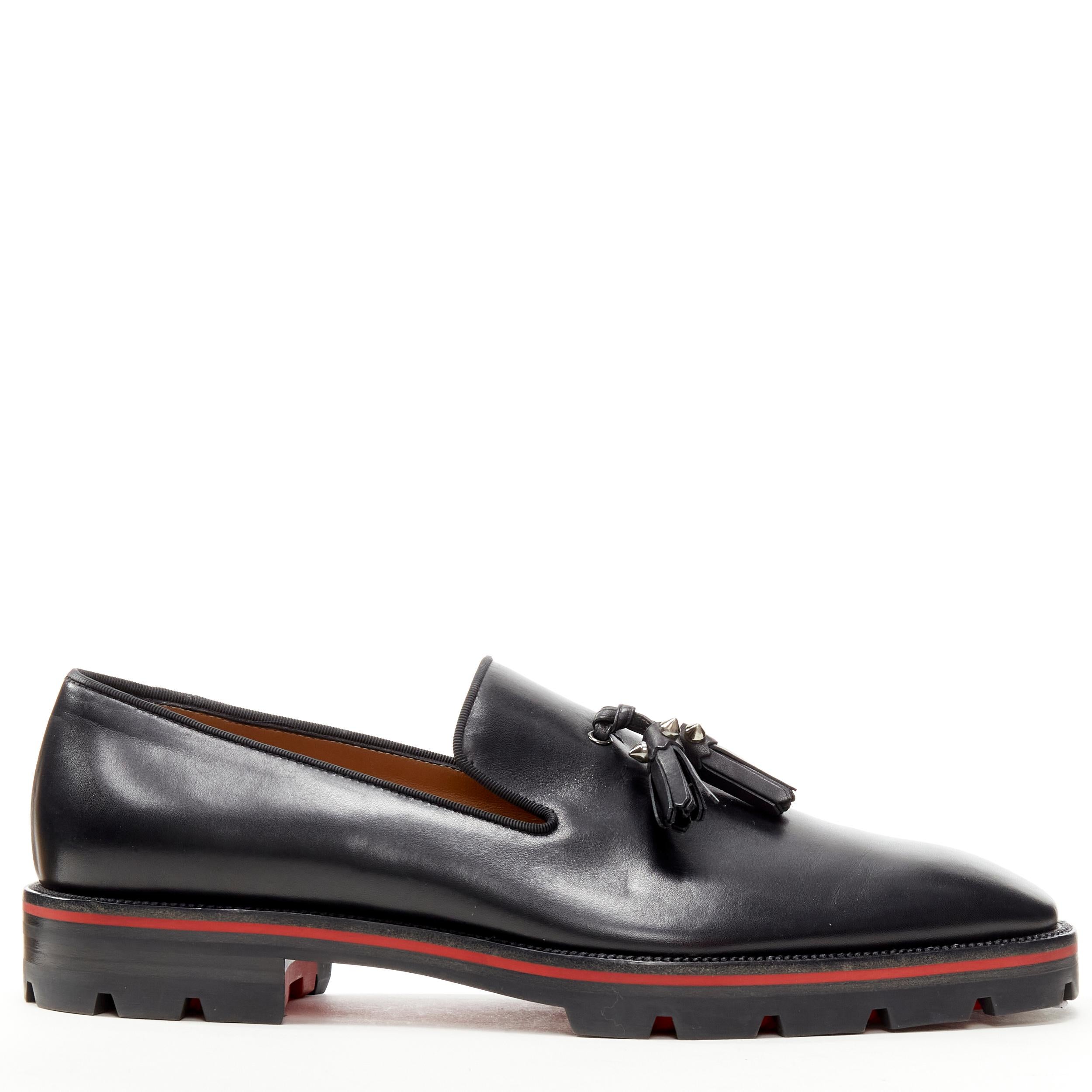 new CHRISTIAN LOUBOUTIN Luglion black leather tassel lug sole loafer EU42 
Reference: TGAS/C01141 
Brand: Christian Louboutin 
Designer: Christian Louboutin 
Model: Luglion 
Material: Leather 
Color: Black 
Pattern: Solid 
Extra Detail: Classic