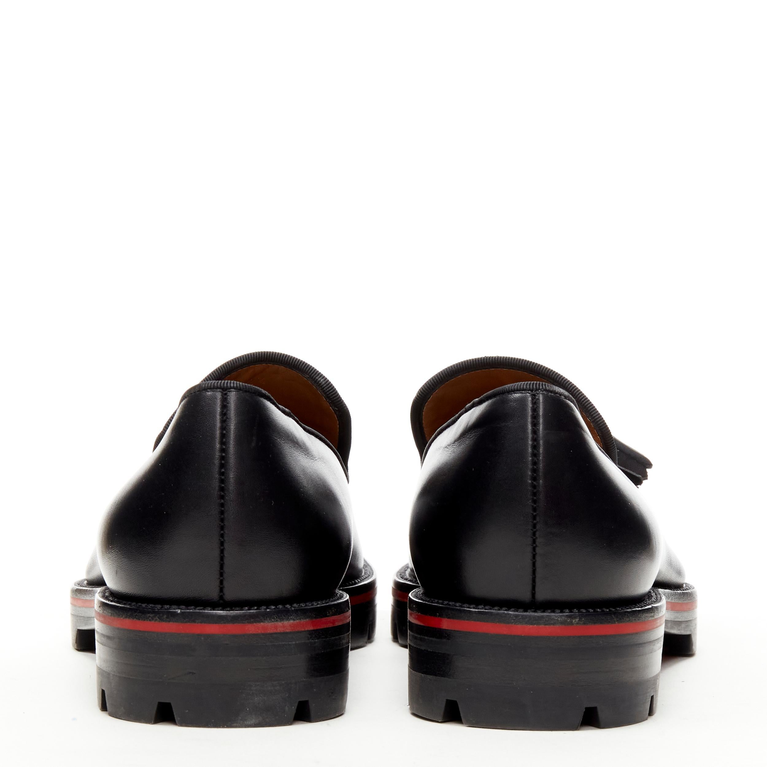 Men's new CHRISTIAN LOUBOUTIN Luglion black leather tassel lug sole loafer EU42