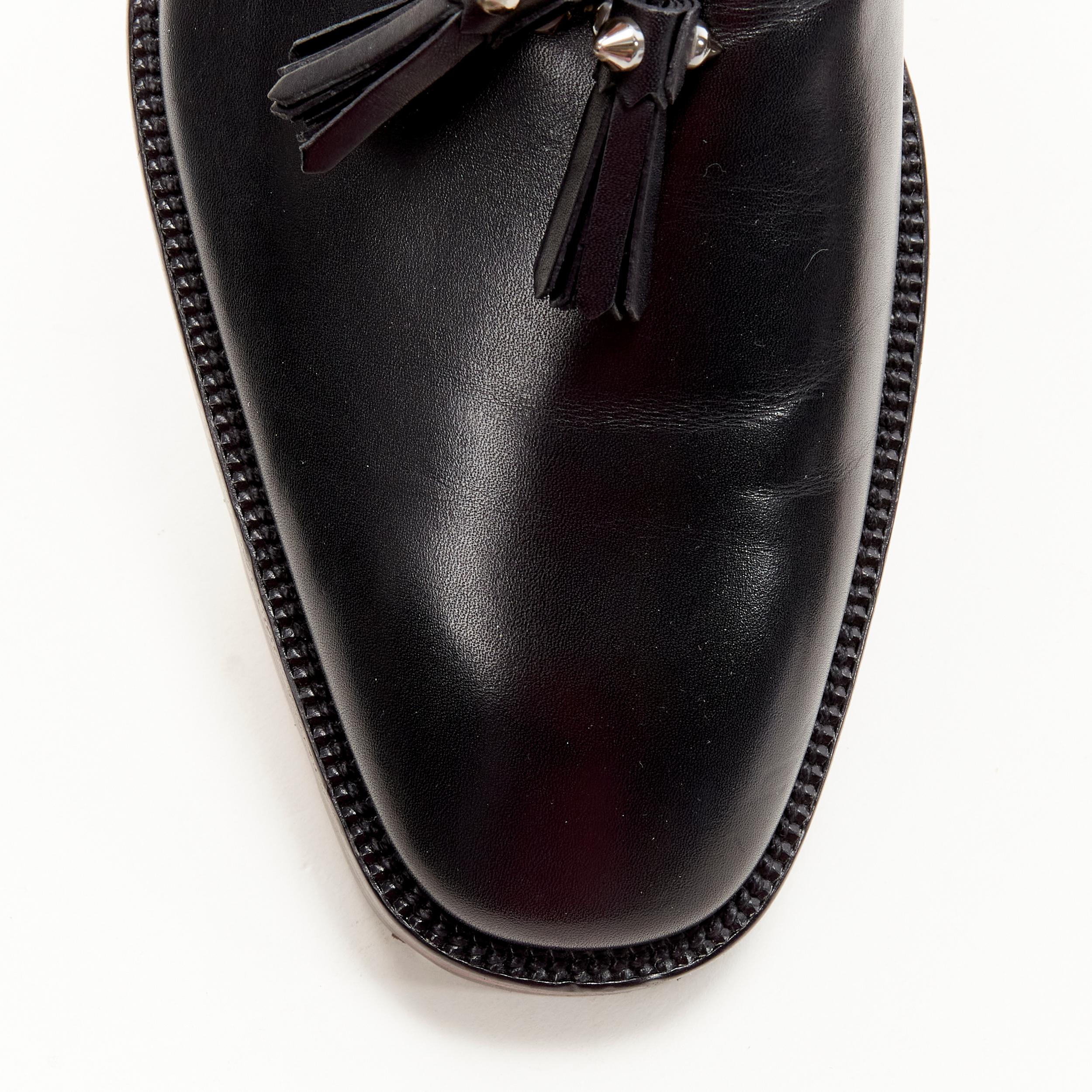 new CHRISTIAN LOUBOUTIN Luglion black leather tassel lug sole loafer EU42 1
