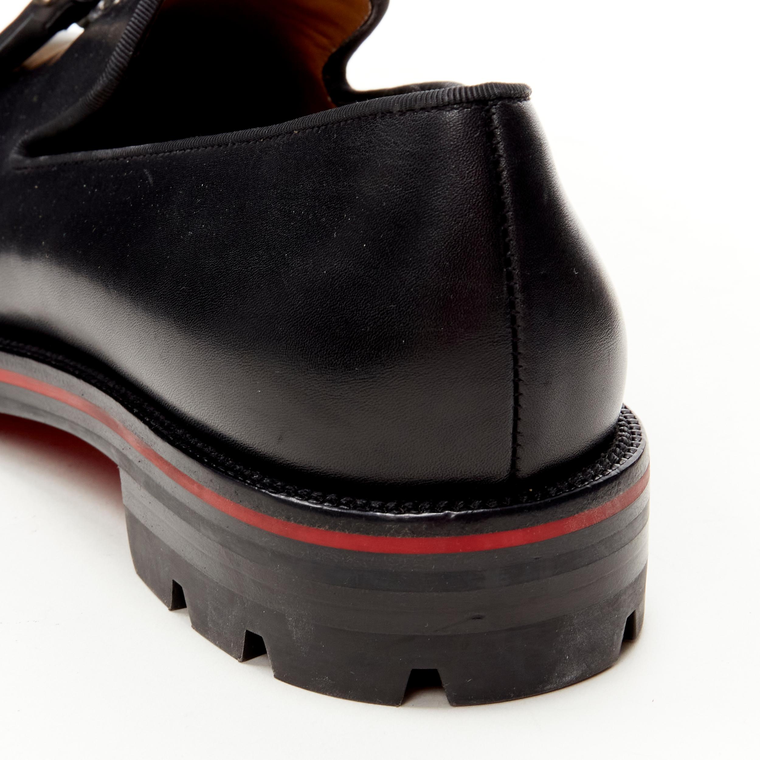 new CHRISTIAN LOUBOUTIN Luglion black leather tassel lug sole loafer EU42 3