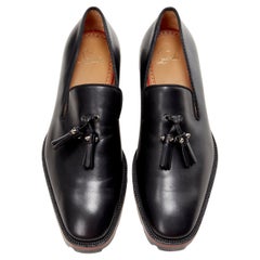 new CHRISTIAN LOUBOUTIN Luglion black leather tassel lug sole loafer EU42