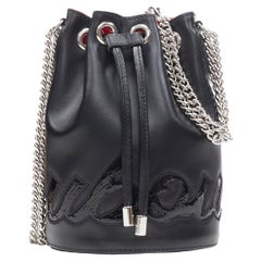 new CHRISTIAN LOUBOUTIN Marie Jane black signature logo bucket crossbody bag