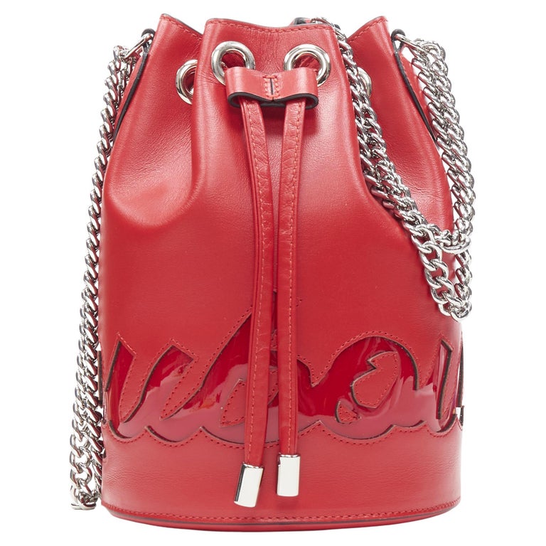 new CHRISTIAN LOUBOUTIN Marie Jane red signature logo bucket crossbody bag  For Sale at 1stDibs