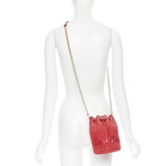 new CHRISTIAN LOUBOUTIN Marie Jane red suede strass crystal bucket crossbody bag
