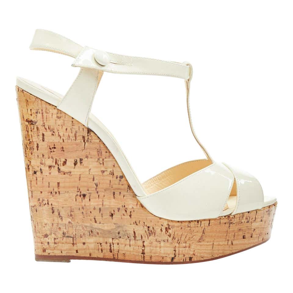 White Louboutin Wedges - 5 For Sale on 1stDibs