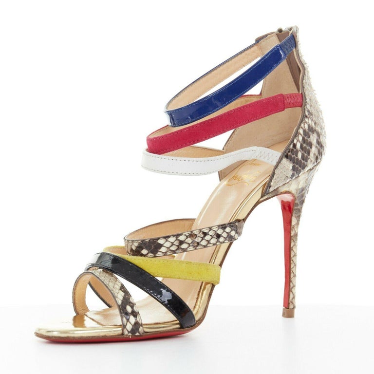 new CHRISTIAN LOUBOUTIN Mariniere 100 mutlicolor strappy python heel ...
