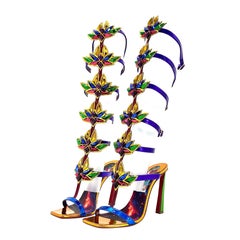 NEW Christian Louboutin Marvel Sea Warrior 100 Gladiator Knee High Sandals 38