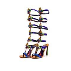 NEW Christian Louboutin Marvel Sea Warrior 100 Gladiator Knee High Sandals 39.5