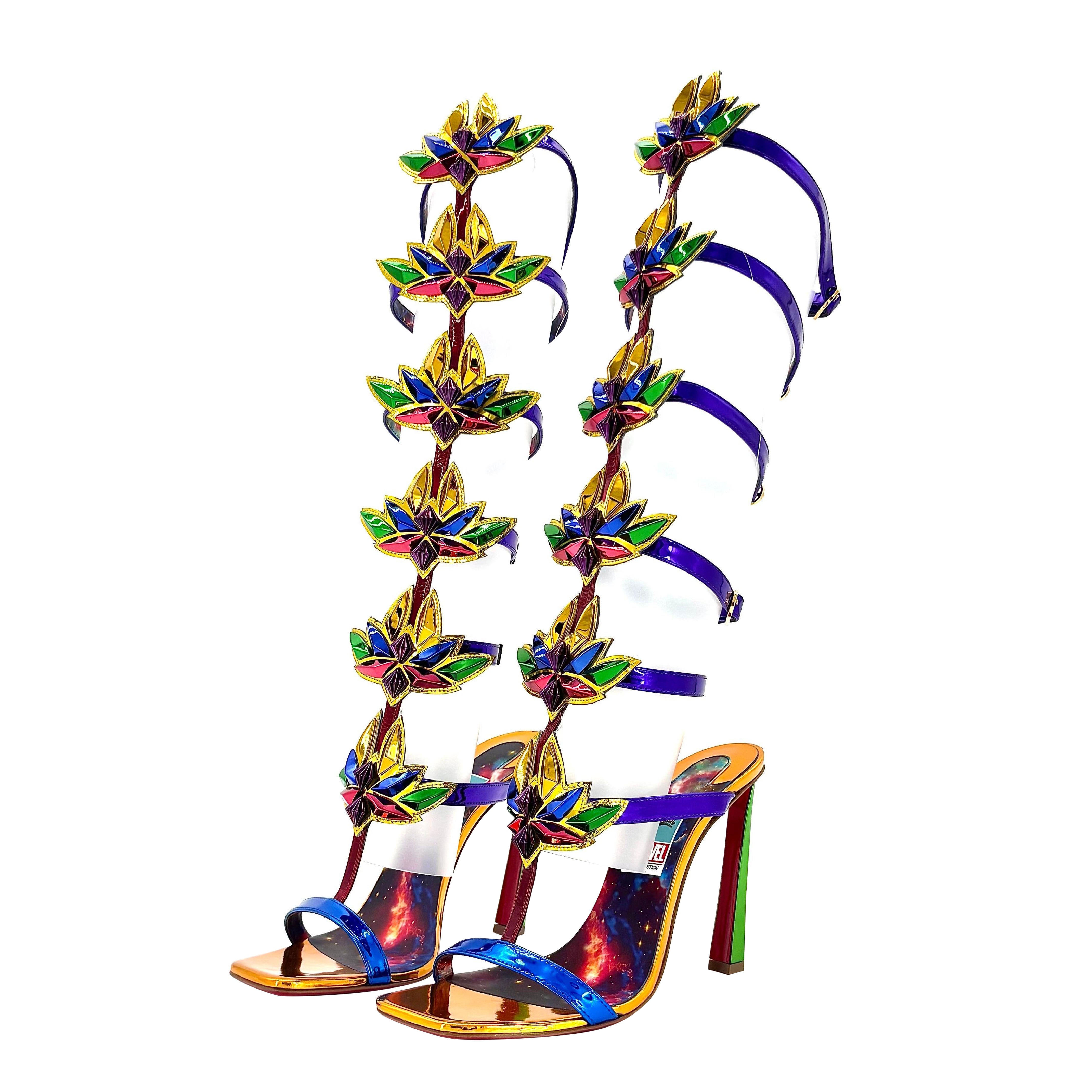 NEW Christian Louboutin Marvel Sea Warrior 100 Gladiator kniehohe Sandalen 39.5