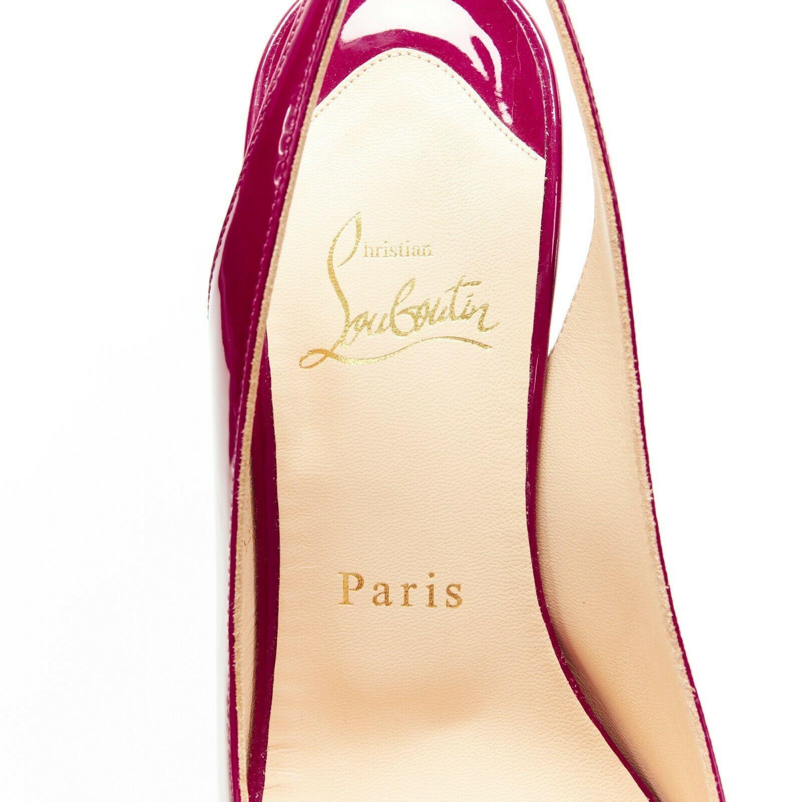new CHRISTIAN LOUBOUTIN Mater Claude Sling 85 raspberry pink patent heels EU38.5 5