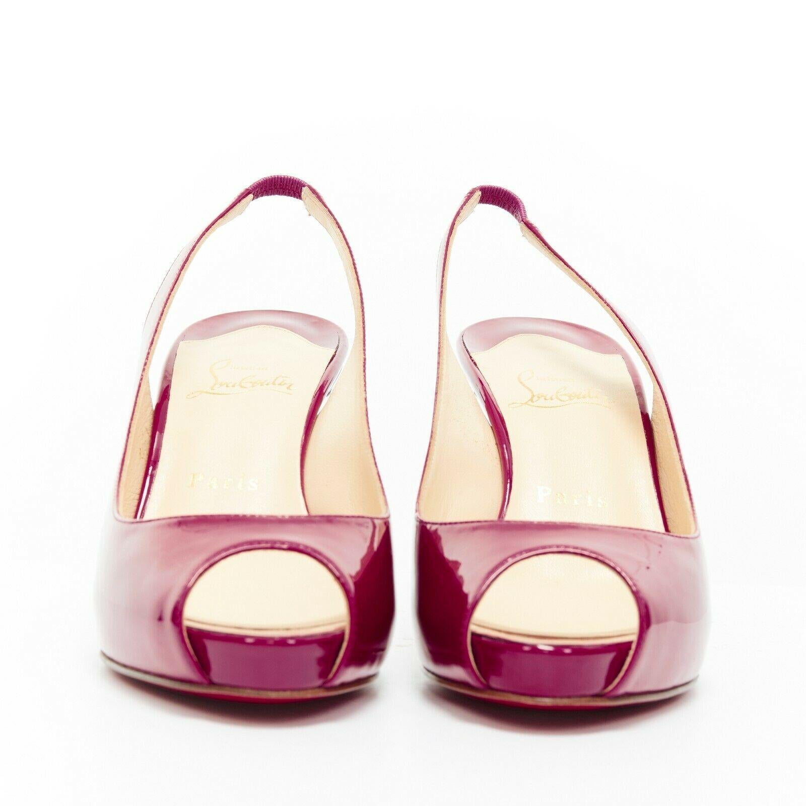 Pink new CHRISTIAN LOUBOUTIN Mater Claude Sling 85 raspberry pink patent heels EU38.5