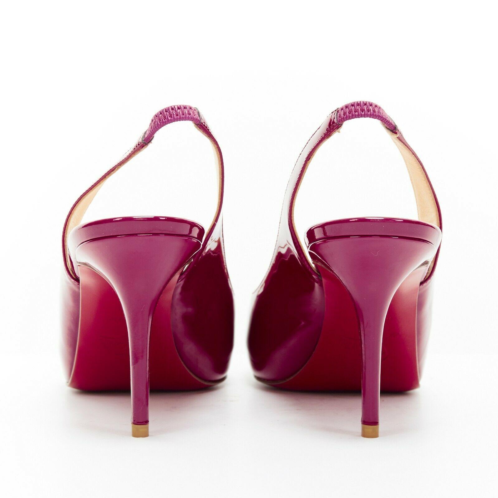 Women's new CHRISTIAN LOUBOUTIN Mater Claude Sling 85 raspberry pink patent heels EU38.5