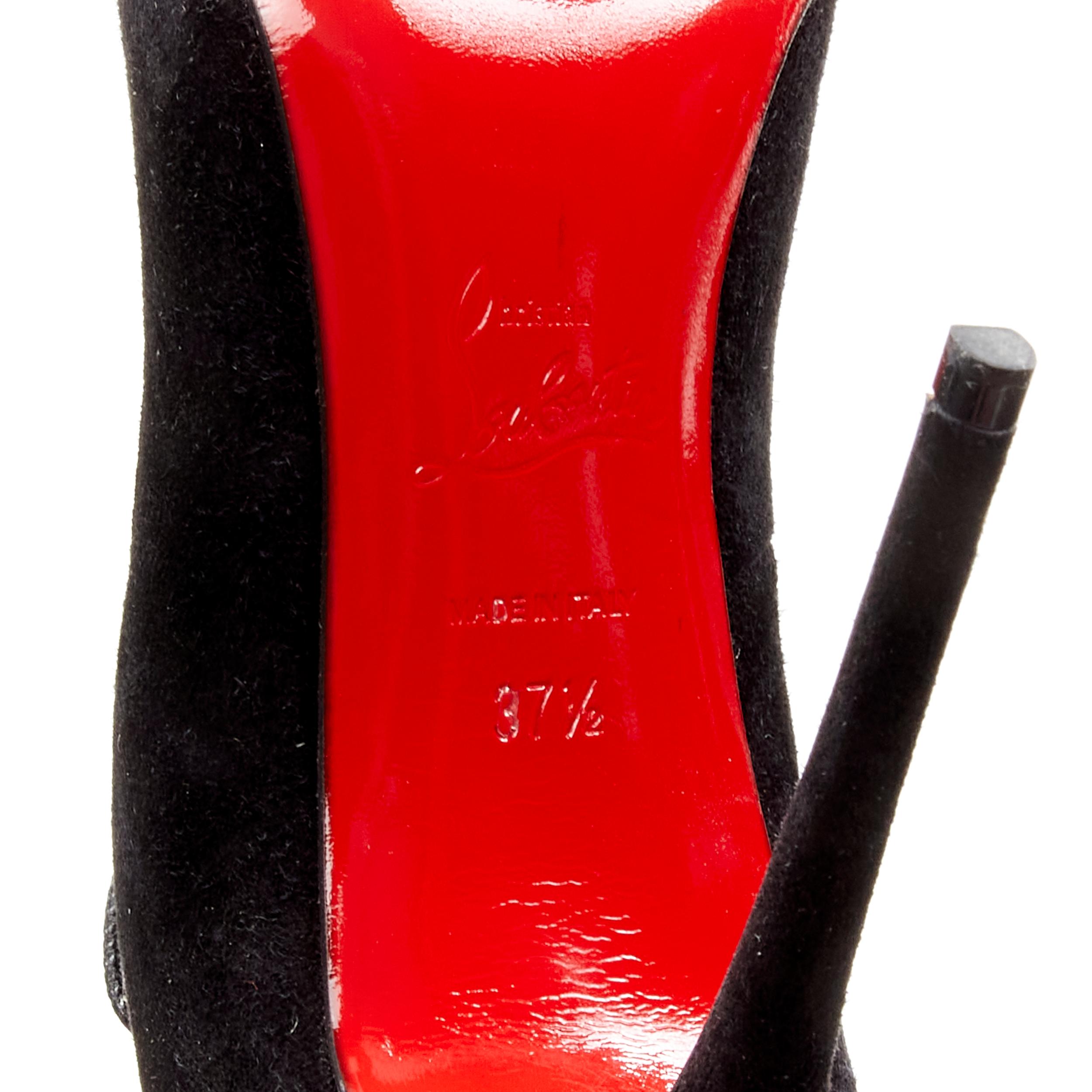 new CHRISTIAN LOUBOUTIN Megavamp 120 black suede laced ankle peep heel EU37.5 For Sale 3
