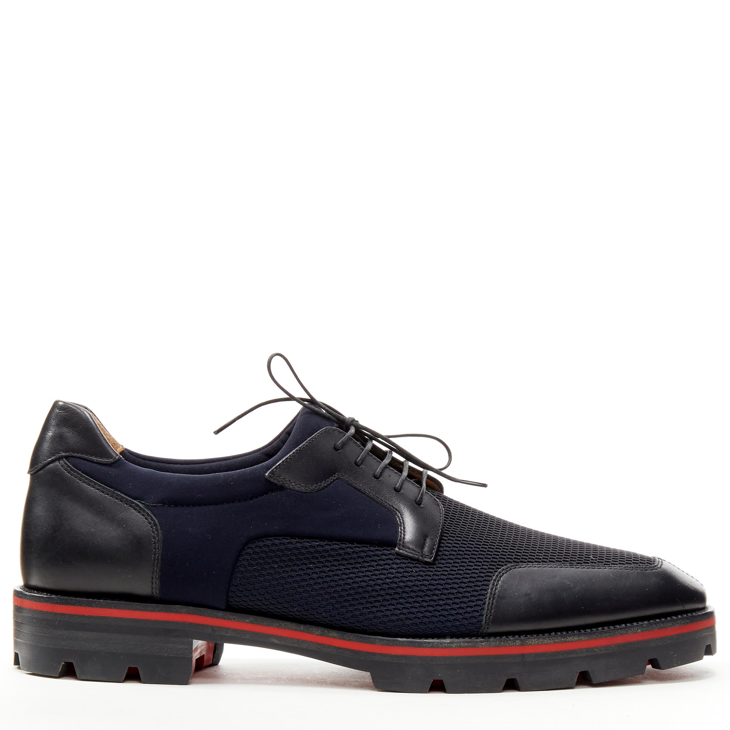 new CHRISTIAN LOUBOUTIN Mika Sky navy neoprene leather trim derby brogue EU42 
Reference: TGAS/C01117 
Brand: Christian Louboutin 
Designer: Christian Louboutin 
Model: Mika Sky 
Material: Fabric 
Color: Navy 
Pattern: Solid 
Closure: Lace Up 
Extra