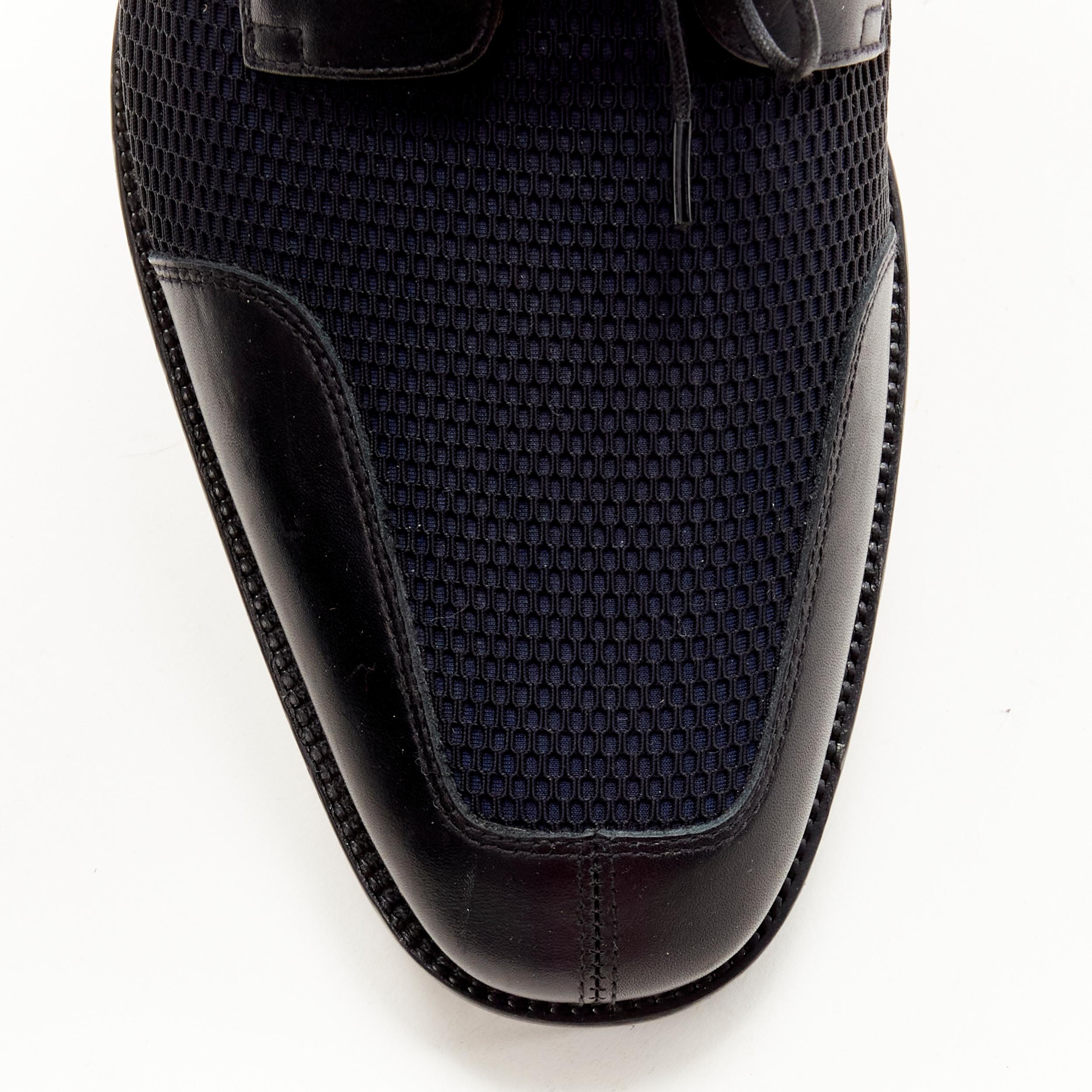 Black new CHRISTIAN LOUBOUTIN Mika Sky navy neoprene leather trim derby brogue EU42 For Sale