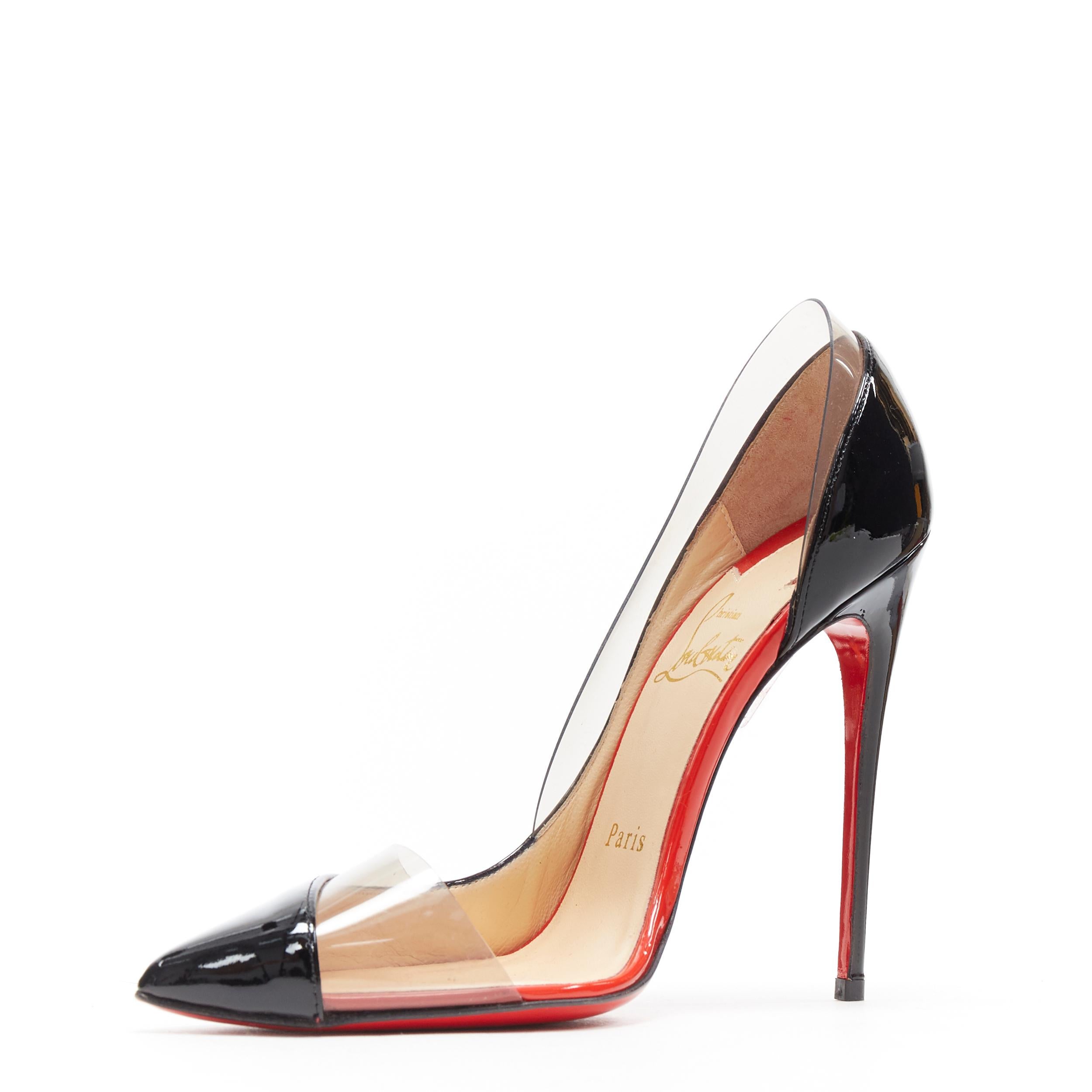 new CHRISTIAN LOUBOUTIN Miss Rigidaine 120 black patent PVC dorsay pump EU35 In New Condition In Hong Kong, NT