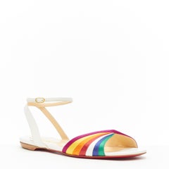 new CHRISTIAN LOUBOUTIN Naseeba rainbow twist satin ankle strap sandals EU38