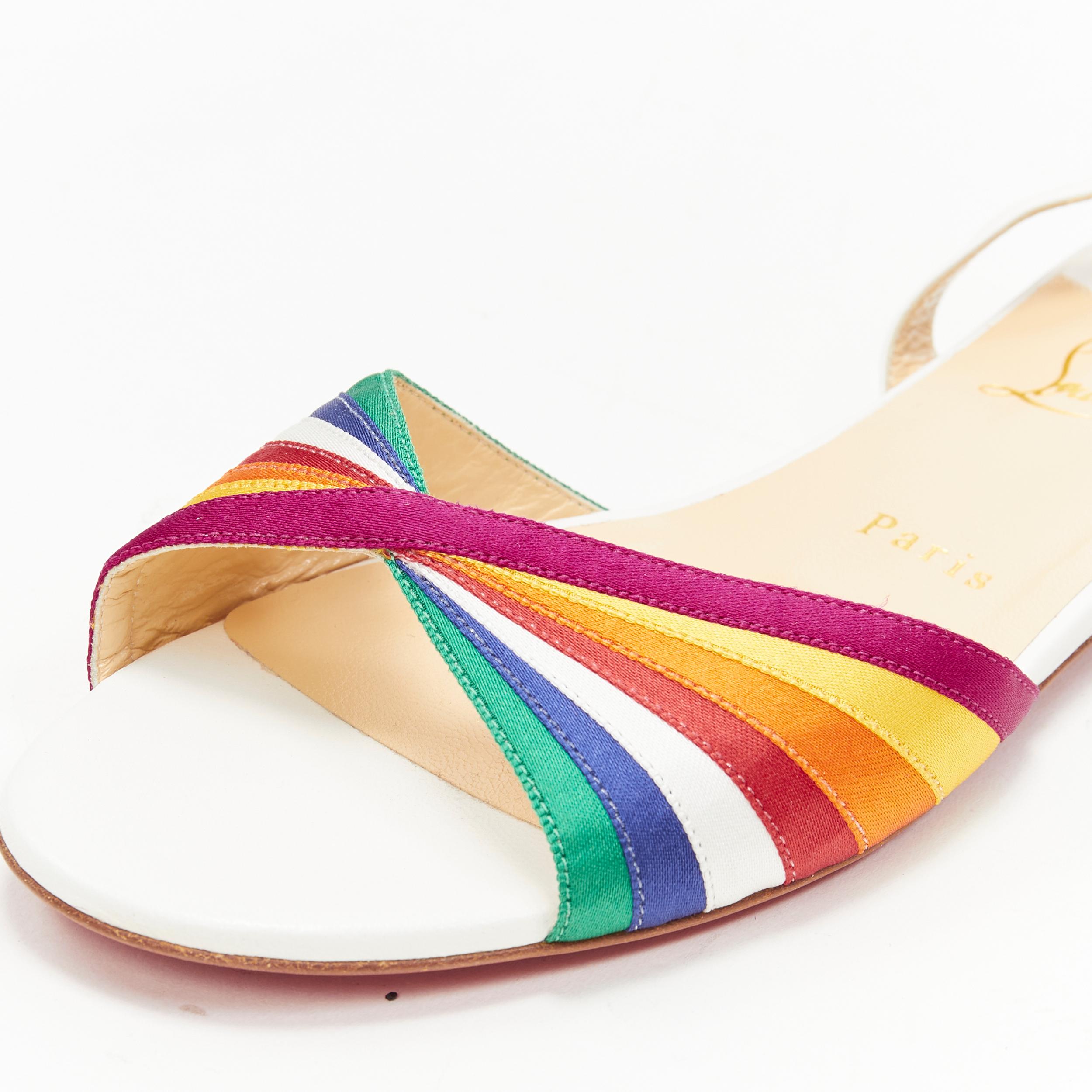 new CHRISTIAN LOUBOUTIN Naseeba rainbow twist satin ankle strap sandals EU38 In New Condition In Hong Kong, NT