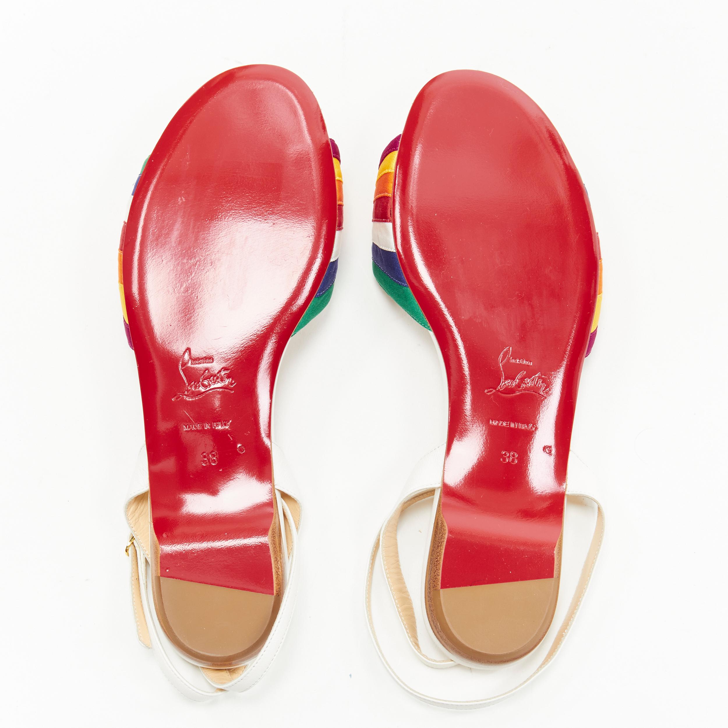 Women's new CHRISTIAN LOUBOUTIN Naseeba rainbow twist satin ankle strap sandals EU38